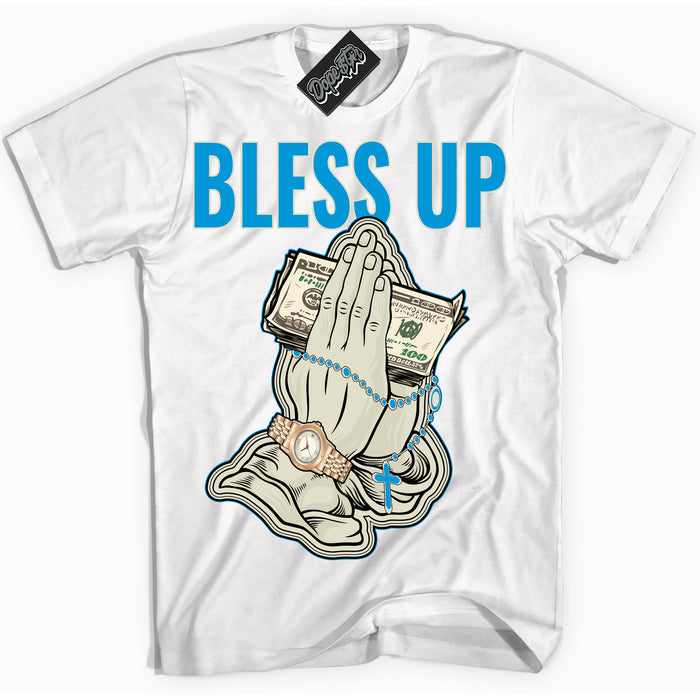 Dunk Low Coconut Milk University Blue 'Bless Up' Shirt – White Streetwear T-Shirt | Sneaker Matching Tee for Dunk Low Coconut Milk University Blue | Urban Fashion for Bless Up | Men's & Women's Streetwear Outfit by Sneaker Shirts Outlet.