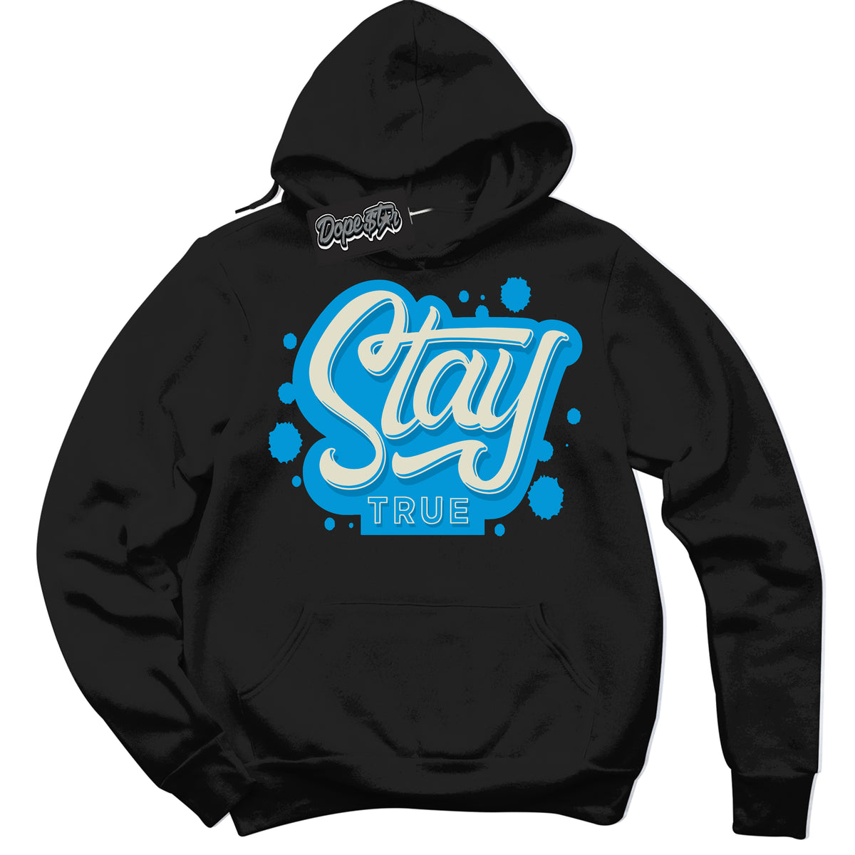 Dunk Low Coconut Milk University Blue 'Stay True' Hoodie – Black Streetwear Sweatshirt | Sneaker Matching Hoodie for Dunk Low Coconut Milk University Blue | Urban Fashion for Sneakerheads | Men's & Women's Streetwear Outfit by Sneaker Shirts Outlet.