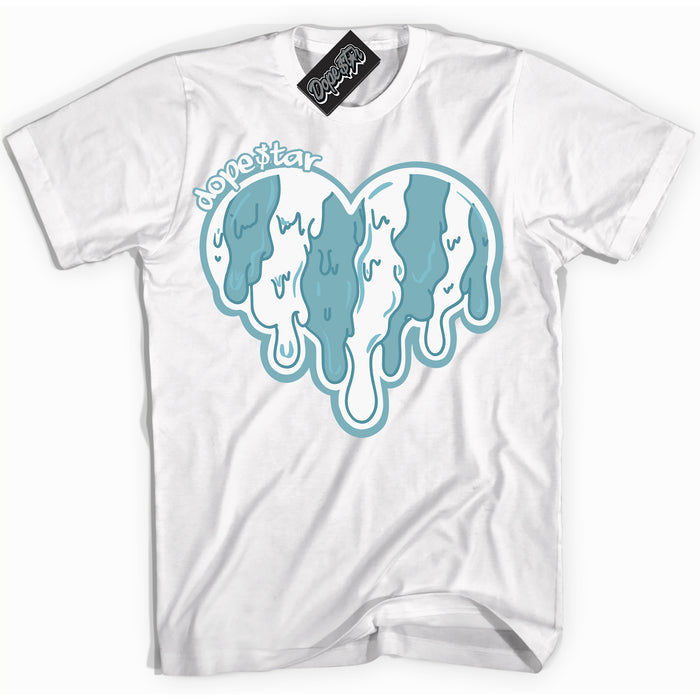 Cool White Shirt with “Melting Heart” design that perfectly matches Denim Turquoise Dunk.