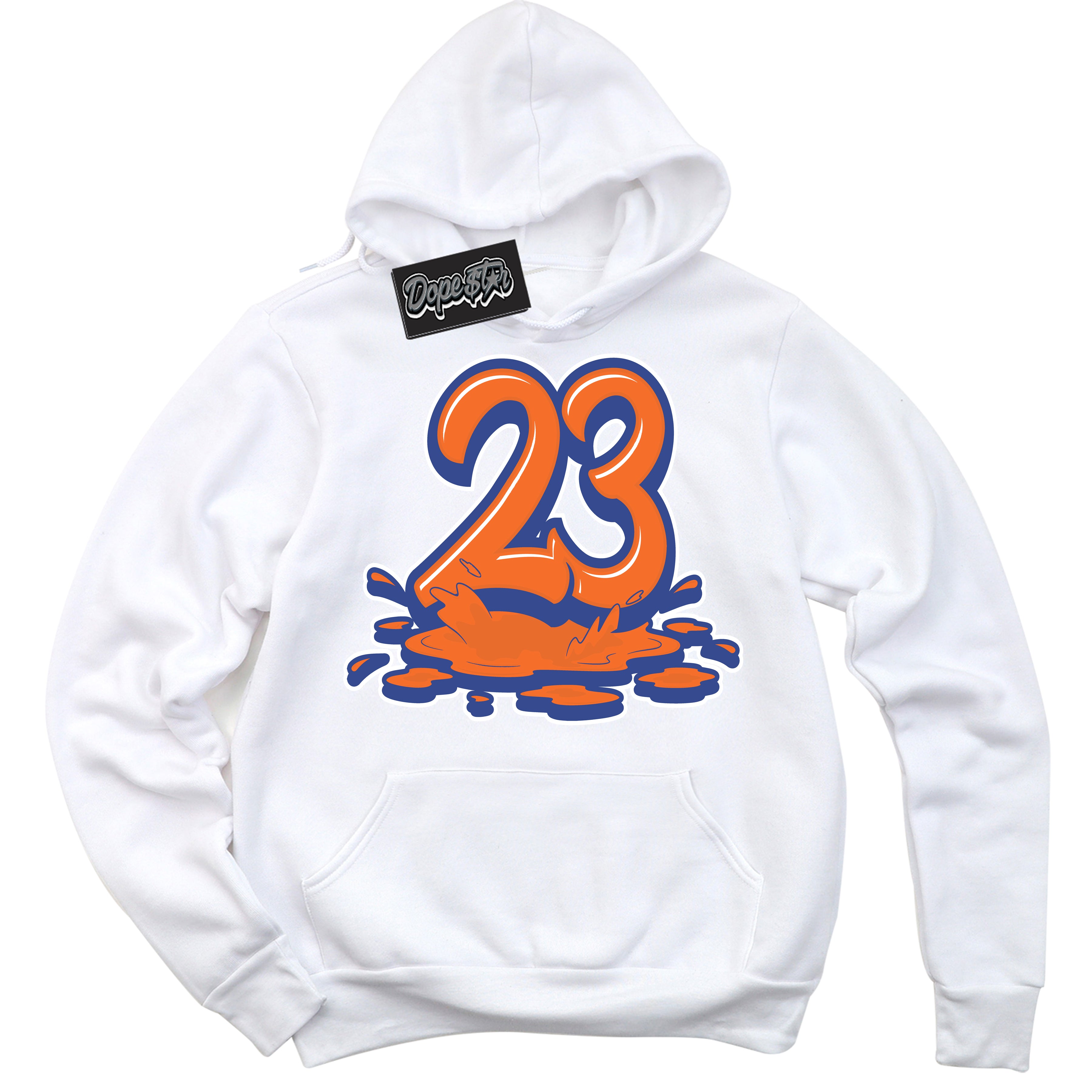 Cool White Hoodie with “ 23 Melting ”  design that Perfectly Matches Low Knicks.