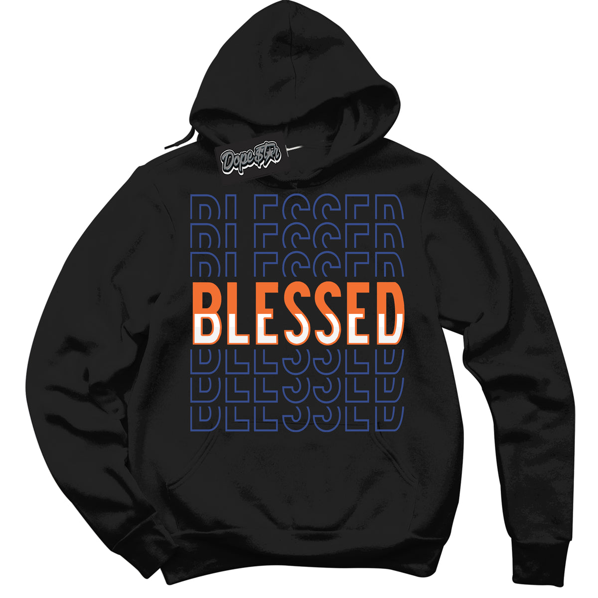 Cool Black Hoodie with “ Blessed Stacked ”  design that Perfectly Matches Low Knicks.