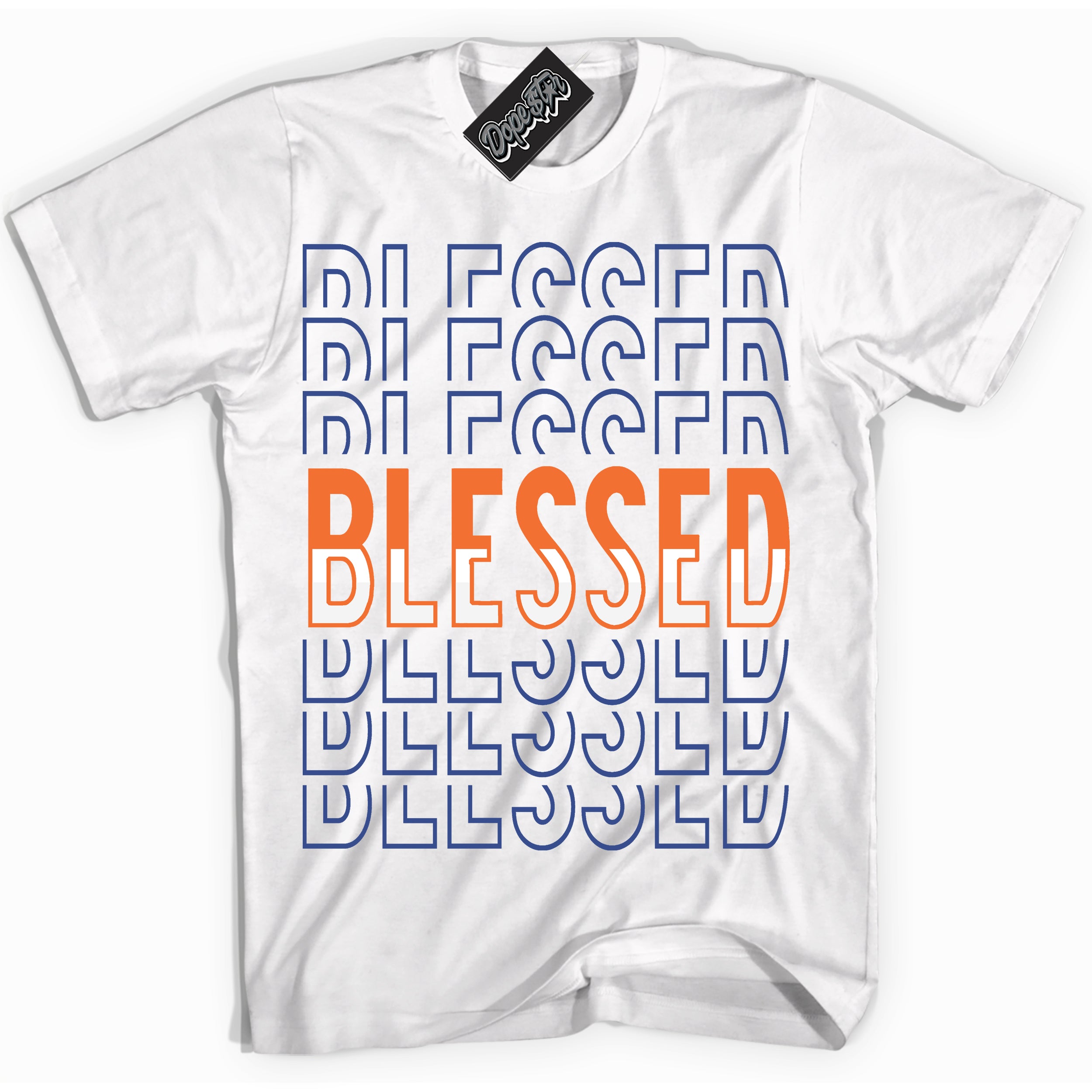 Cool White Shirt with “ Blessed Stacked ” design that perfectly matches Low Knicks.