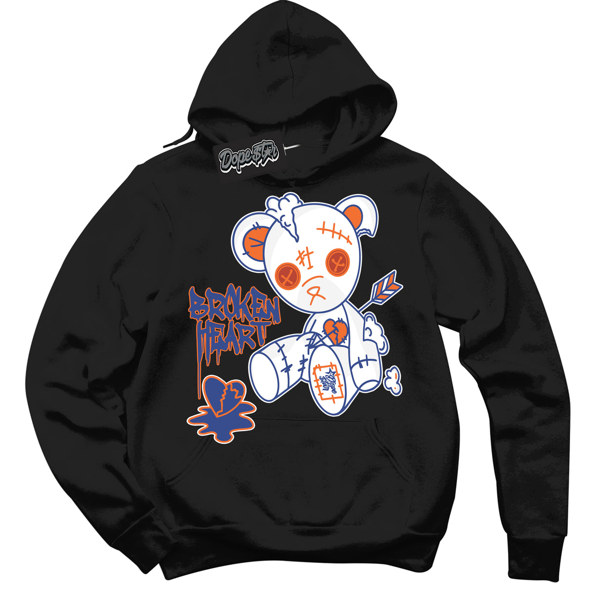 Cool Black Hoodie with “ Broken Heart Bear ”  design that Perfectly Matches Low Knicks.