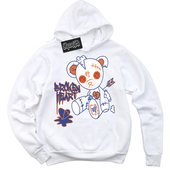 Cool White Hoodie with “ Broken Heart Bear ”  design that Perfectly Matches Low Knicks.