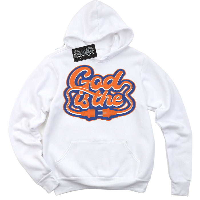 Cool White Hoodie with “ God Is The ”  design that Perfectly Matches Low Knicks.
