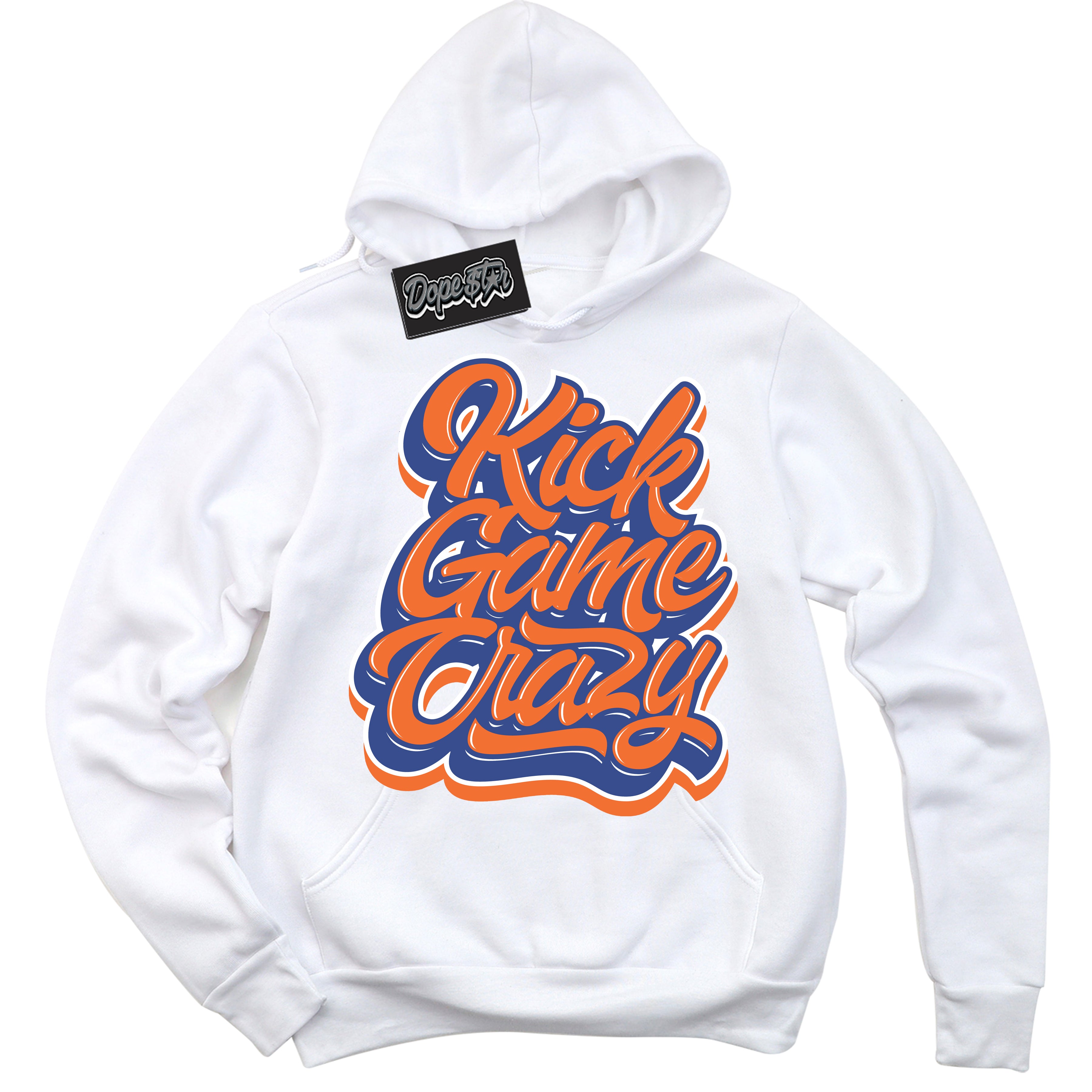 Cool White Hoodie with “ Kick Game Crazy ”  design that Perfectly Matches Low Knicks.