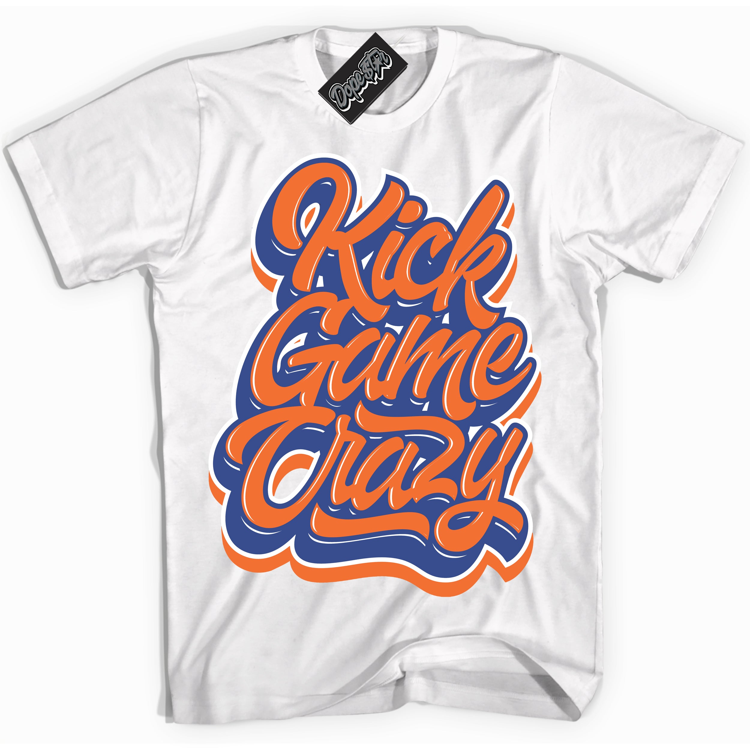 Cool White Shirt with “ Kick Game Crazy ” design that perfectly matches Low Knicks.
