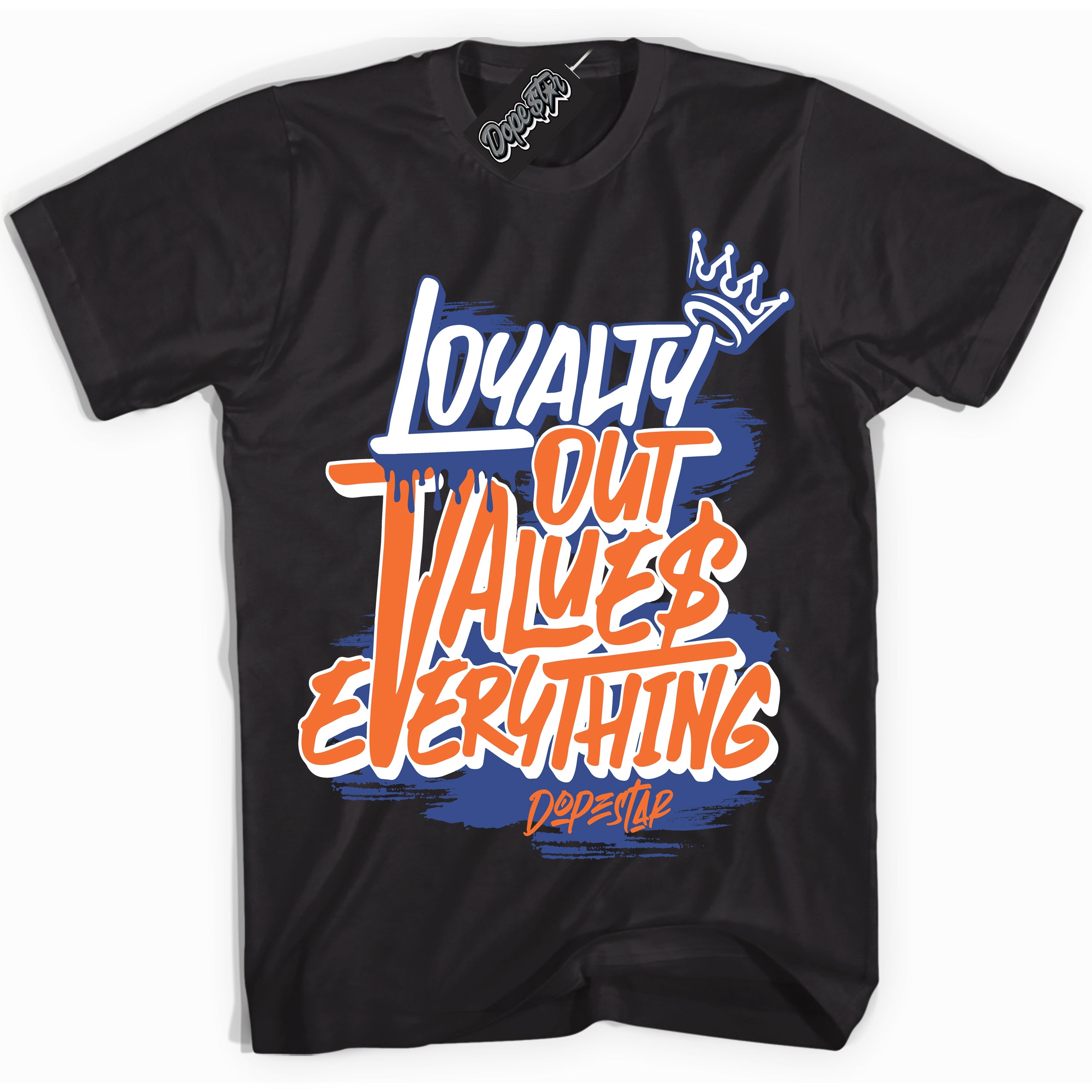 Cool Black Shirt with “ Loyalty Out Values Everything ” design that perfectly matches Low Knicks.