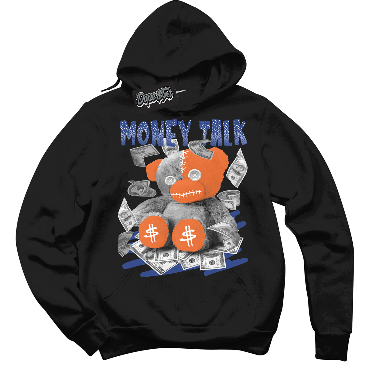 Cool Black Hoodie with “ Money Talk Bear ”  design that Perfectly Matches Low Knicks.