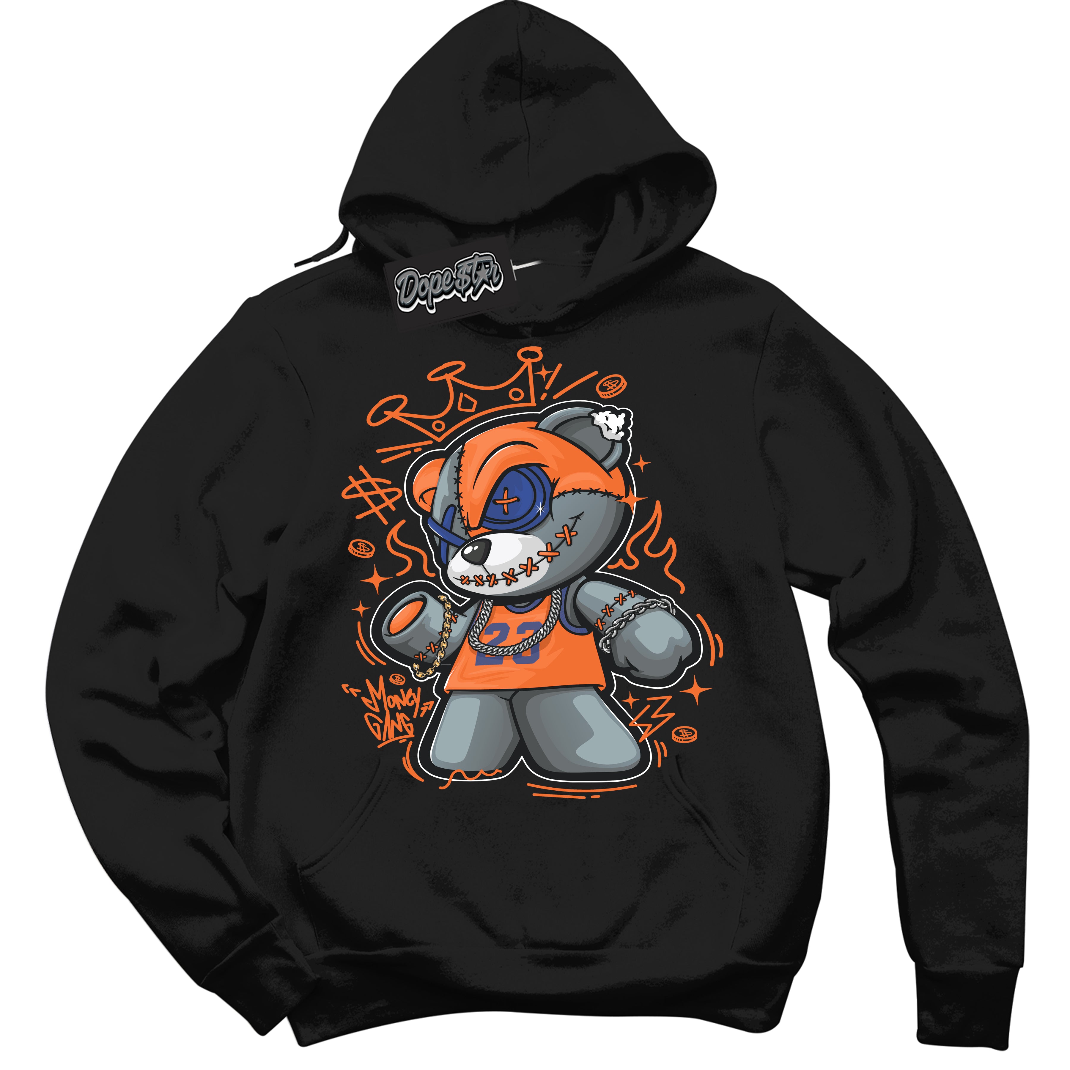 Cool Black Hoodie with “ Money Gang Bear ”  design that Perfectly Matches Low Knicks.