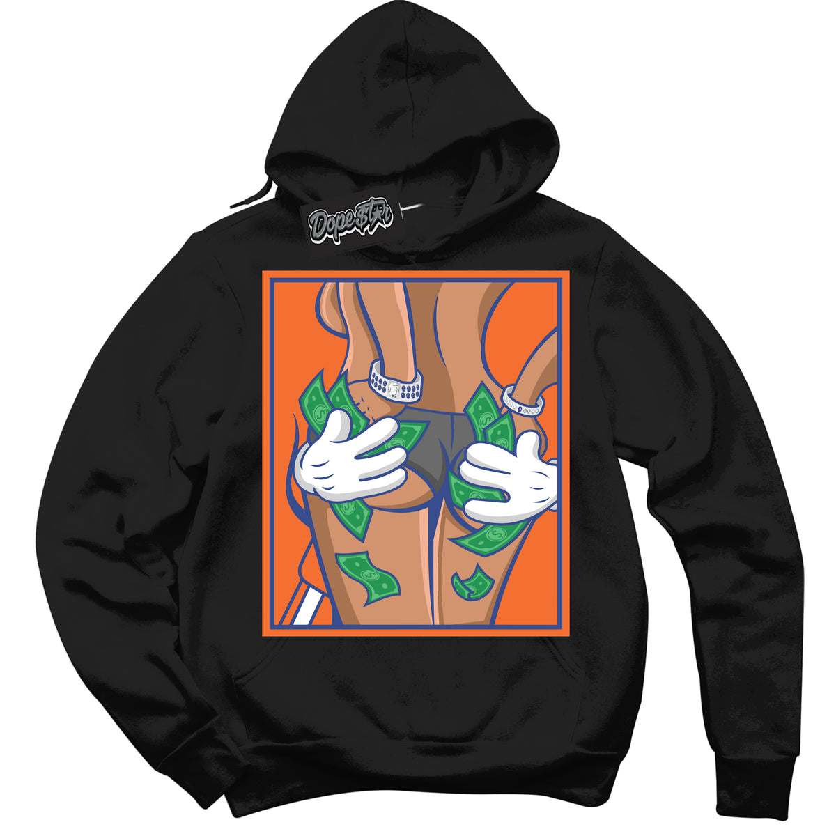 Cool Black Hoodie with “ Money Hands ”  design that Perfectly Matches Low Knicks.
