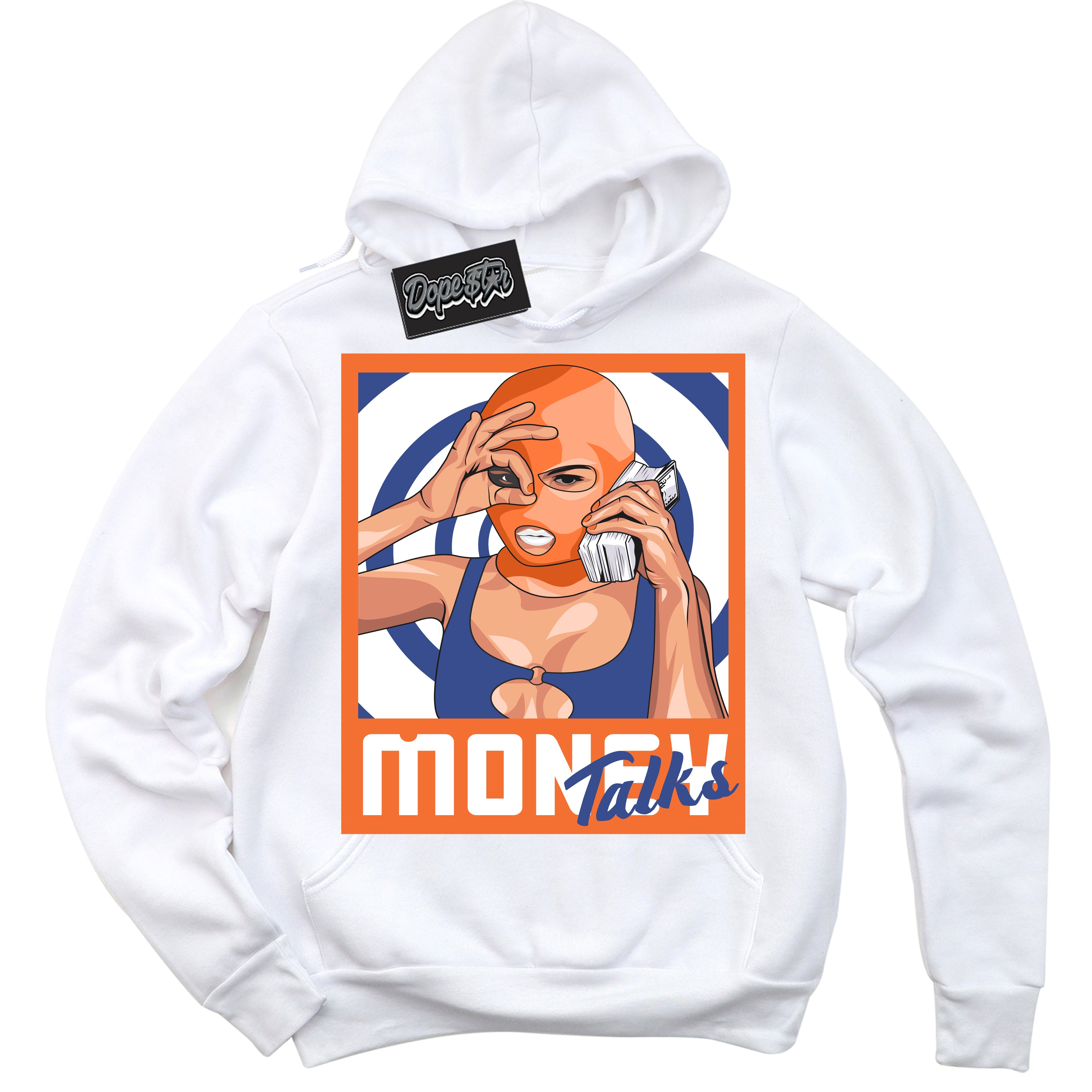 Cool White Hoodie with “ Money Talks ”  design that Perfectly Matches Low Knicks.