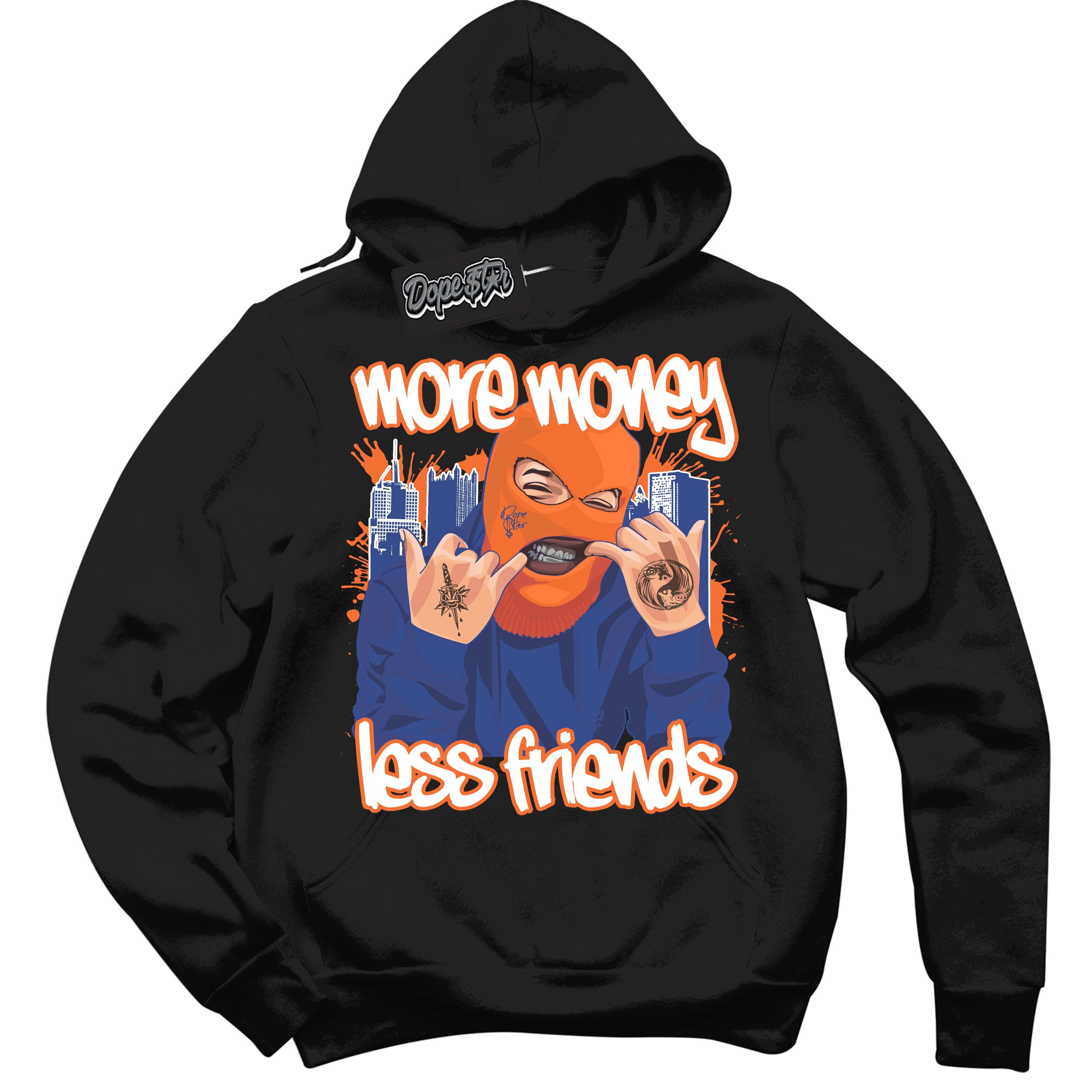 Cool Black Hoodie with “ More Money Less Friends ”  design that Perfectly Matches Low Knicks.
