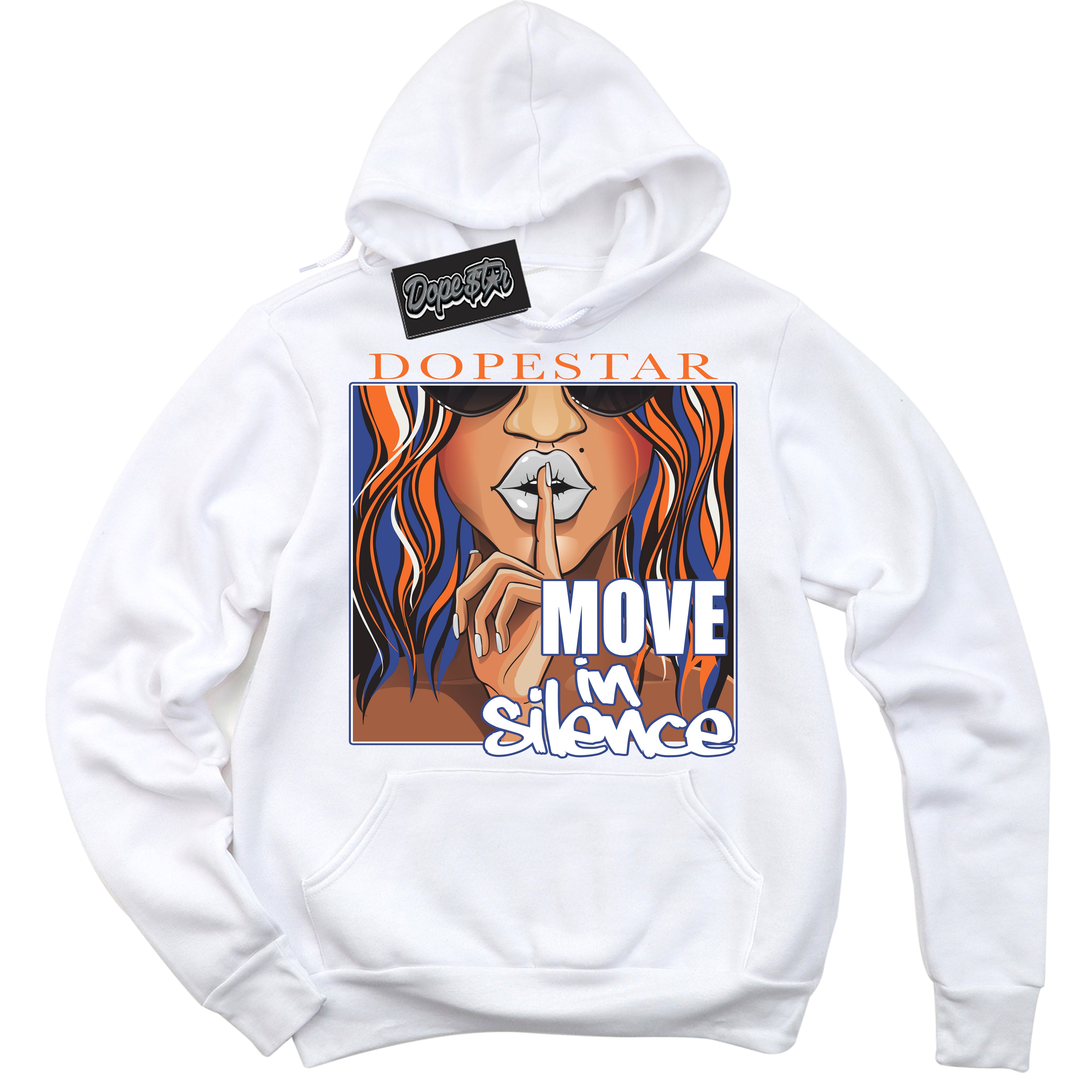 Cool White Hoodie with “ Move In Silence ”  design that Perfectly Matches Low Knicks.