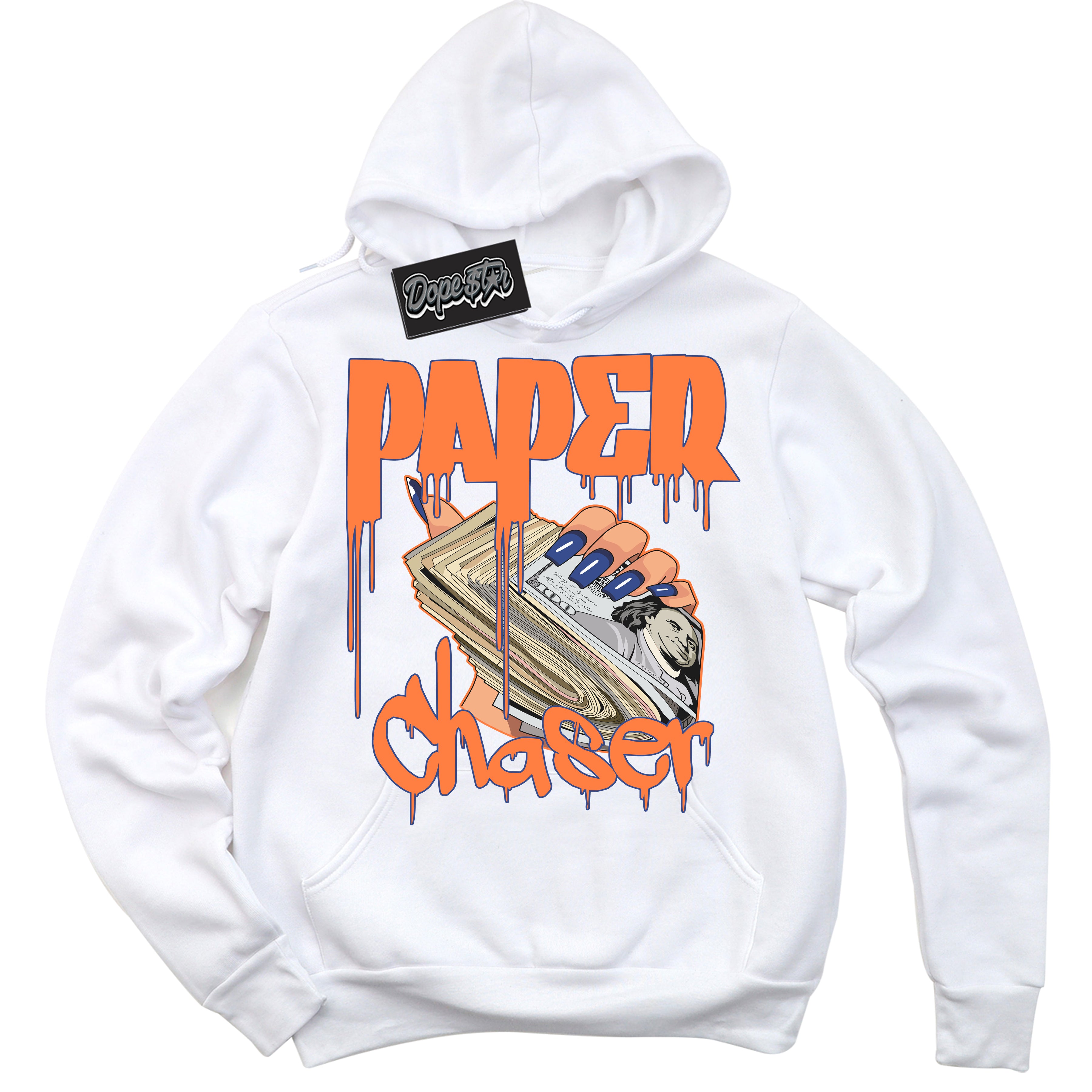 Cool White Hoodie with “ Paper Chaser ”  design that Perfectly Matches Low Knicks.