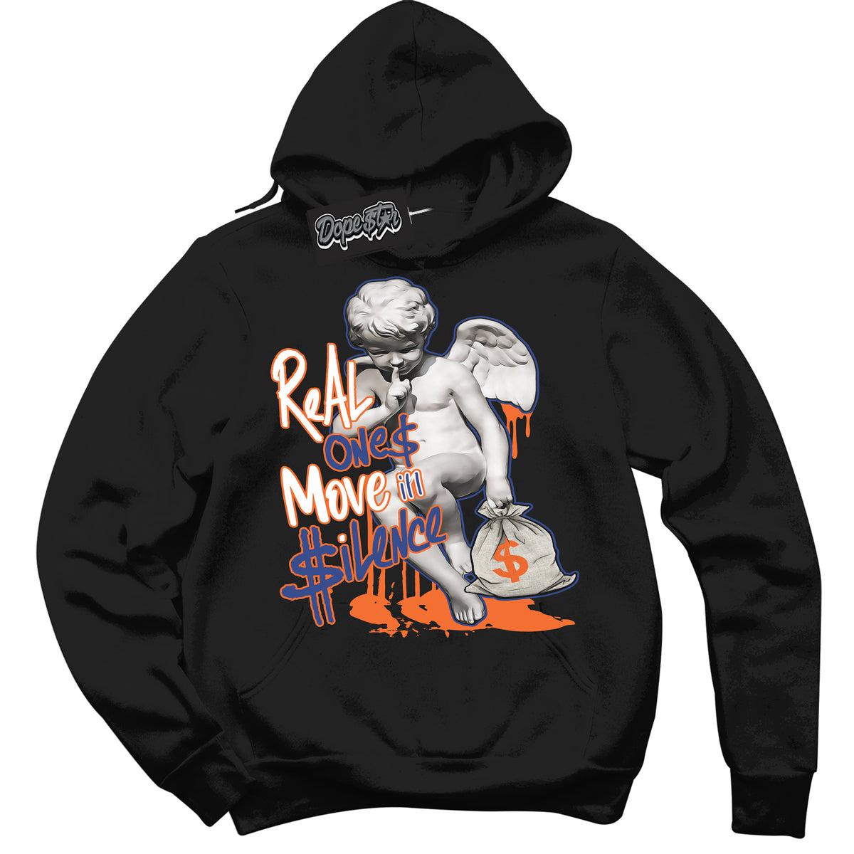 Cool Black Hoodie with “ Real One Cherub ”  design that Perfectly Matches Low Knicks.