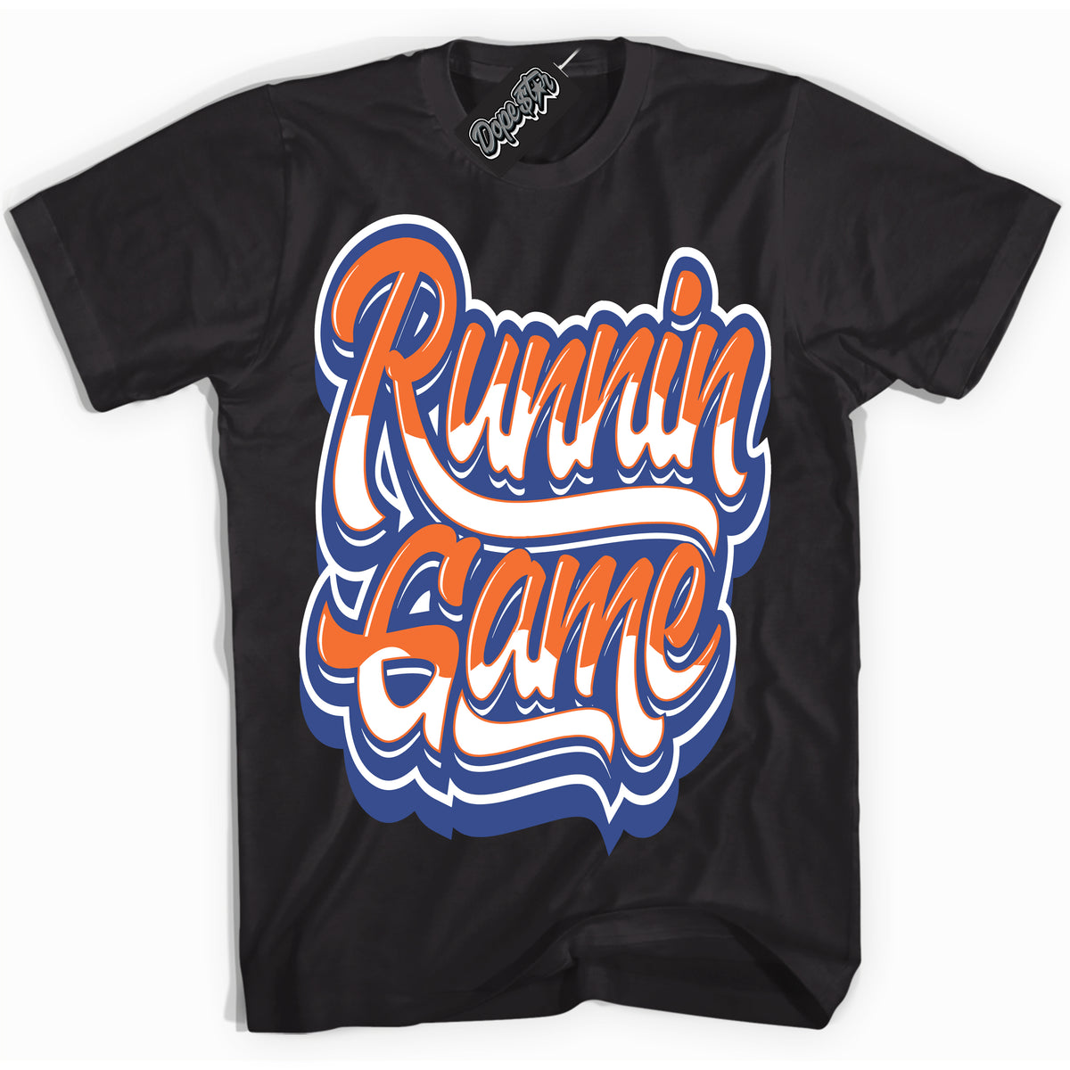 Cool Black Shirt with “ Running Game ” design that perfectly matches Low Knicks.