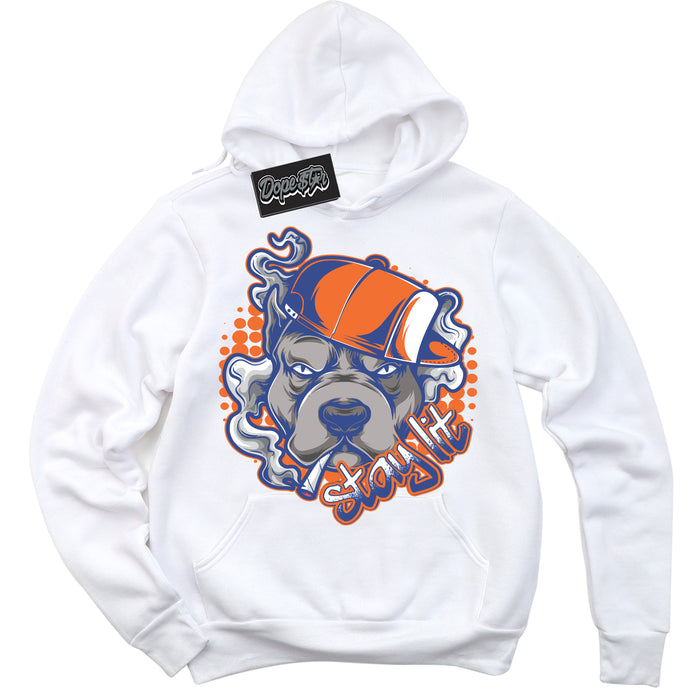 Cool White Hoodie with “ Stay Lit ”  design that Perfectly Matches Low Knicks.