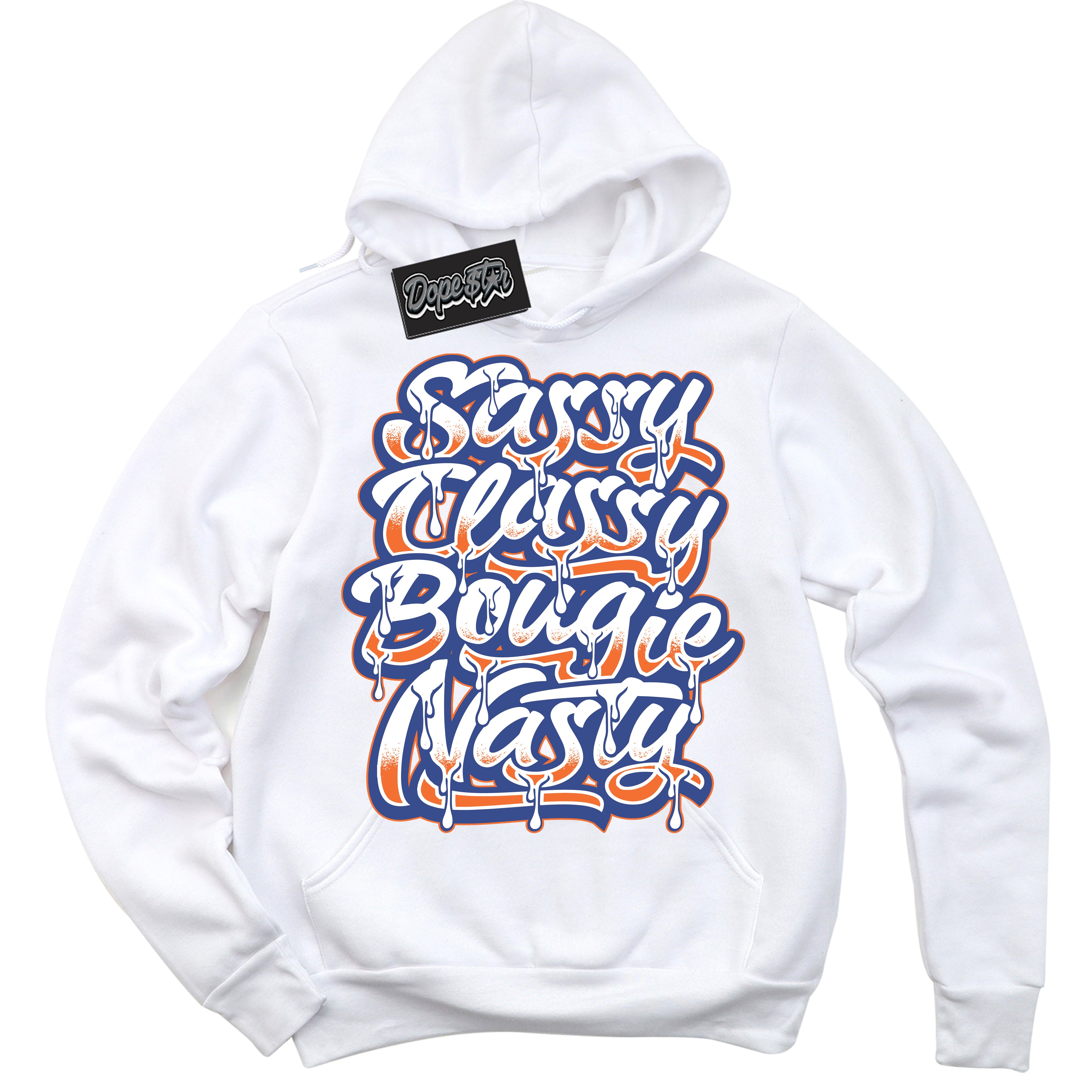 Cool White Hoodie with “ Sassy Classy ”  design that Perfectly Matches Low Knicks.