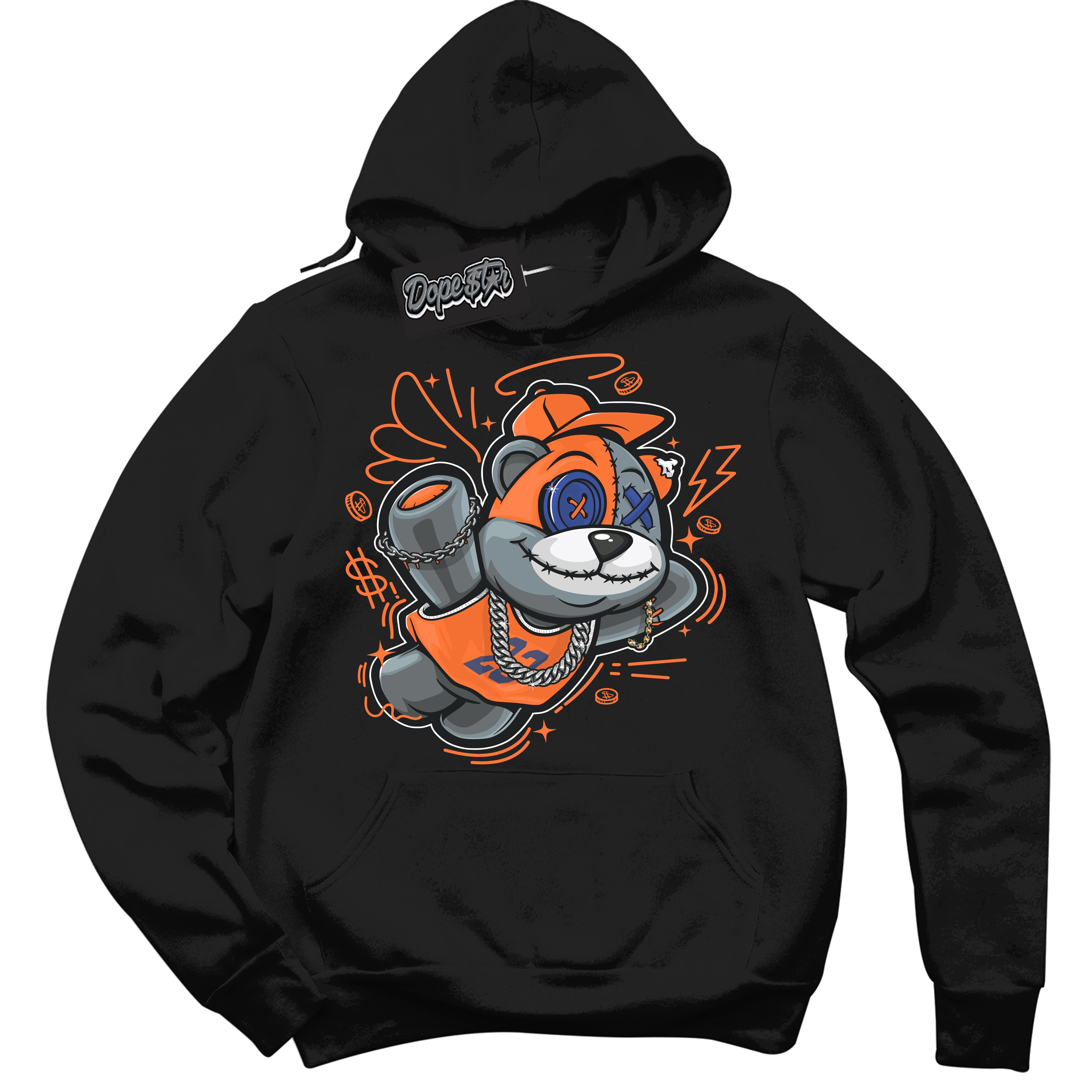 Cool Black Hoodie with “ Slam Dunk Bear ”  design that Perfectly Matches Low Knicks.