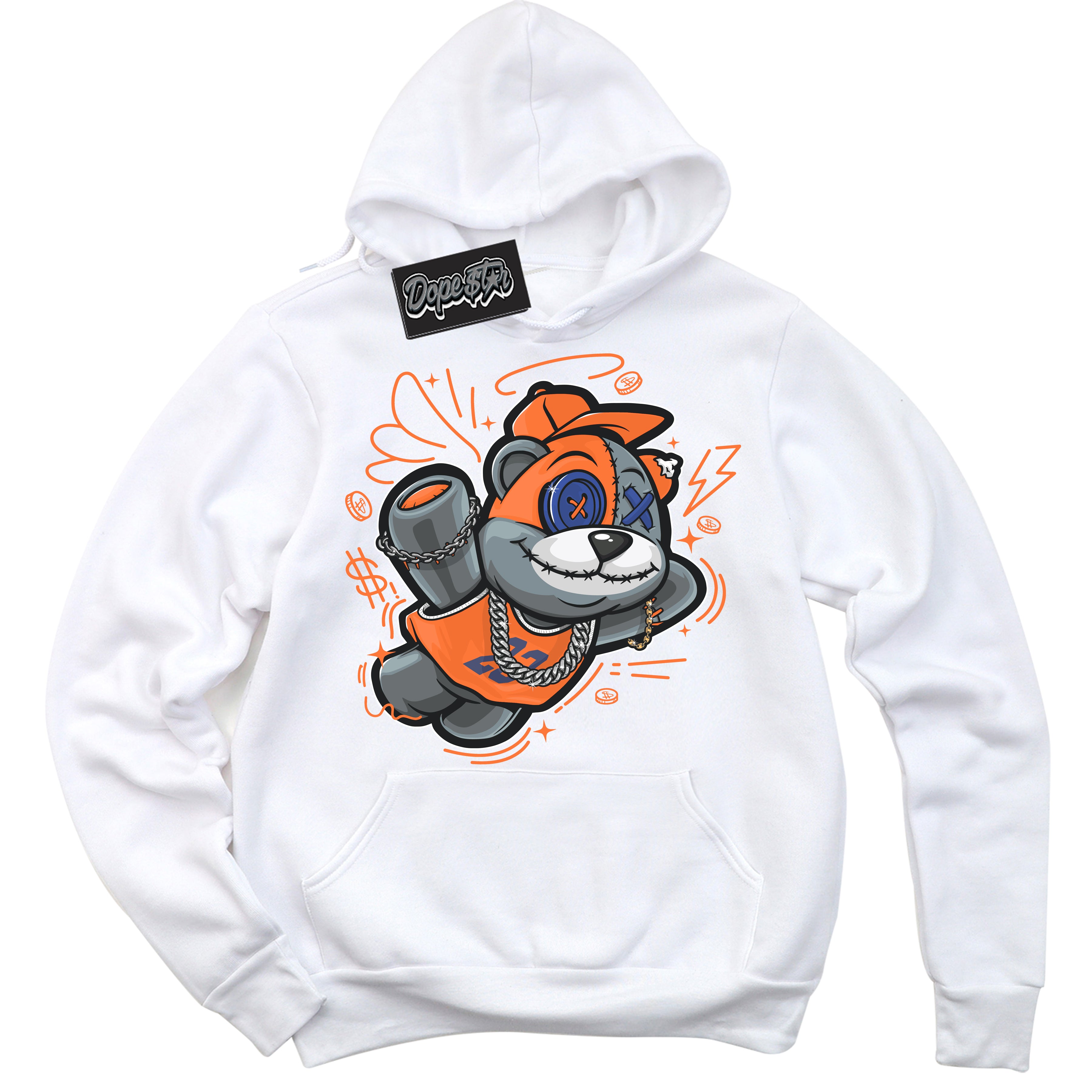 Cool White Hoodie with “ Slam Dunk Bear ”  design that Perfectly Matches Low Knicks.