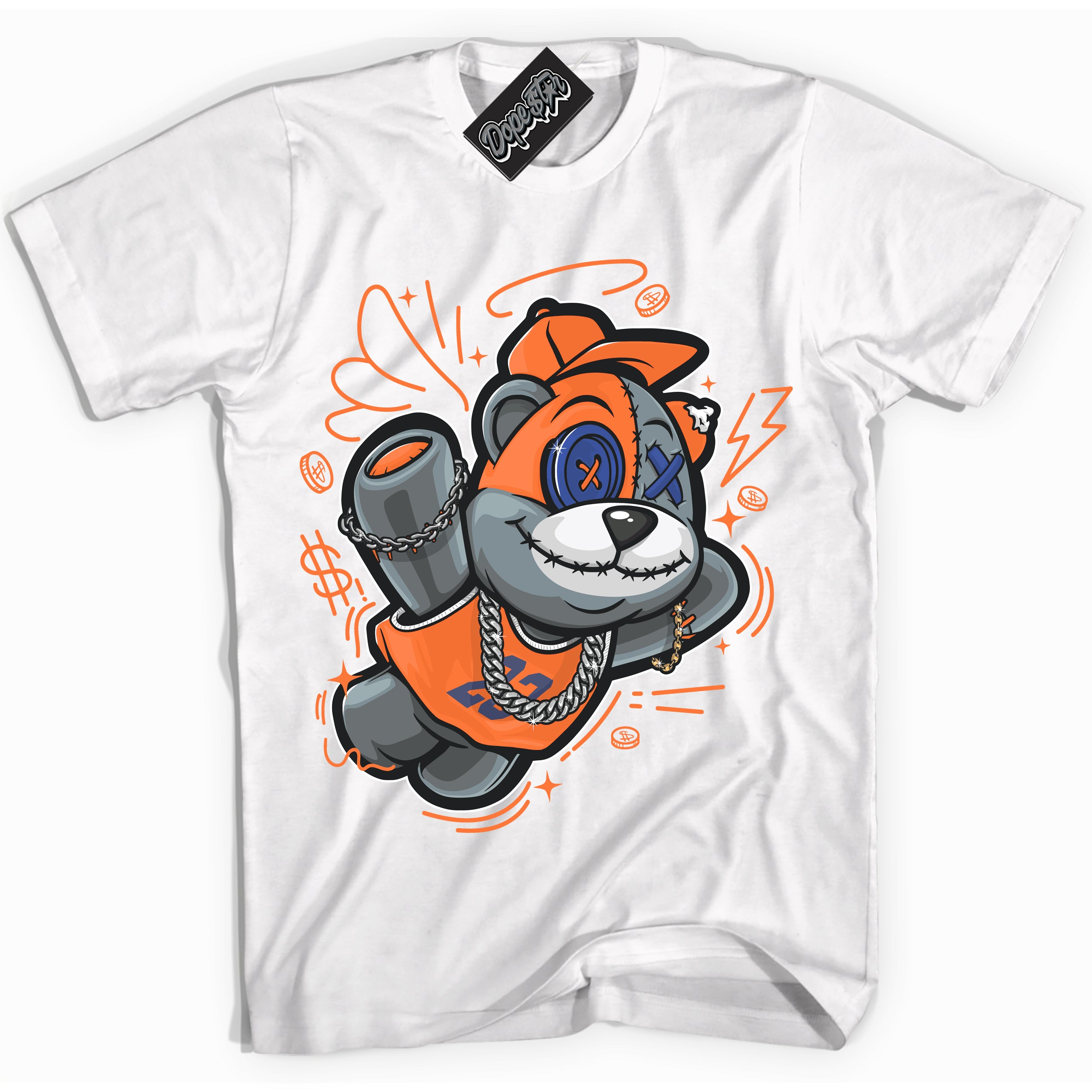 Cool White Shirt with “ Slam Dunk Bear ” design that perfectly matches Low Knicks.