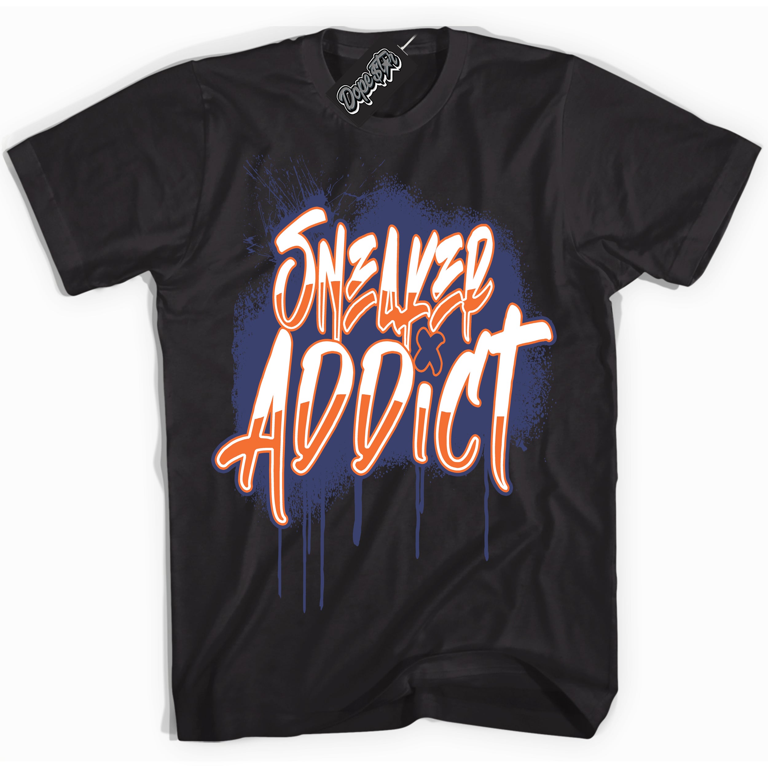 Cool Black Shirt with “ Sneaker Addict ” design that perfectly matches Low Knicks.