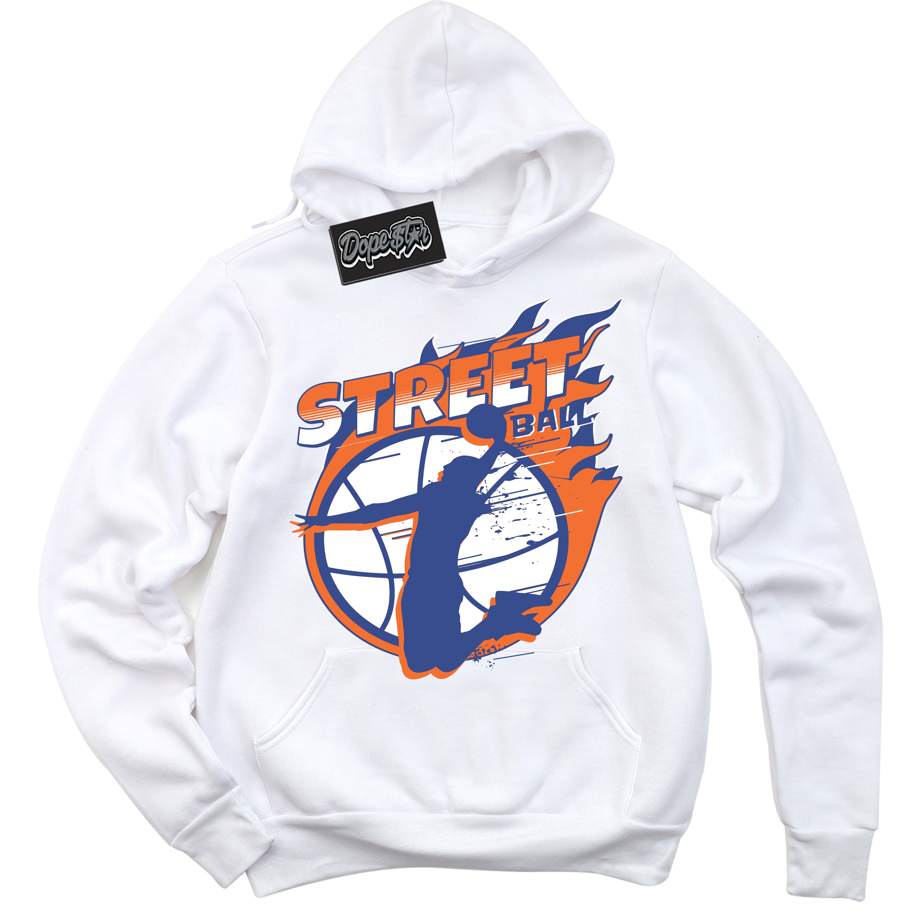 Cool White Hoodie with “ Street Ball ”  design that Perfectly Matches Low Knicks.