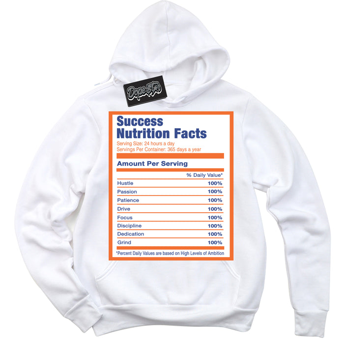 Cool White Hoodie with “ Success Nutrition ”  design that Perfectly Matches Low Knicks.