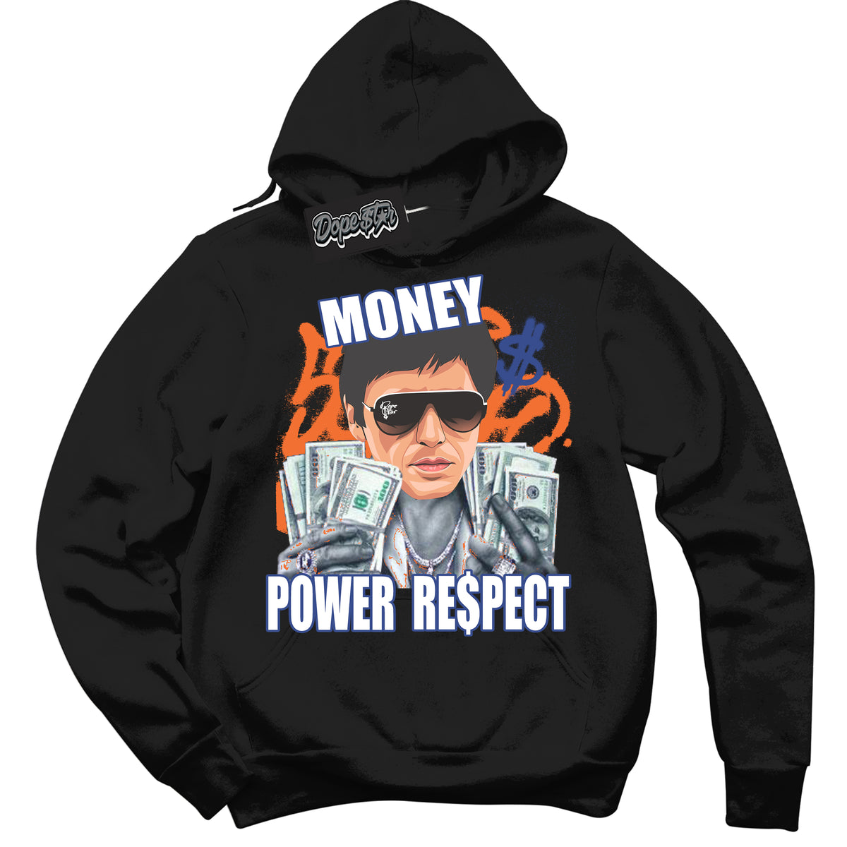 Cool Black Hoodie with “ Tony Montana ”  design that Perfectly Matches Low Knicks.
