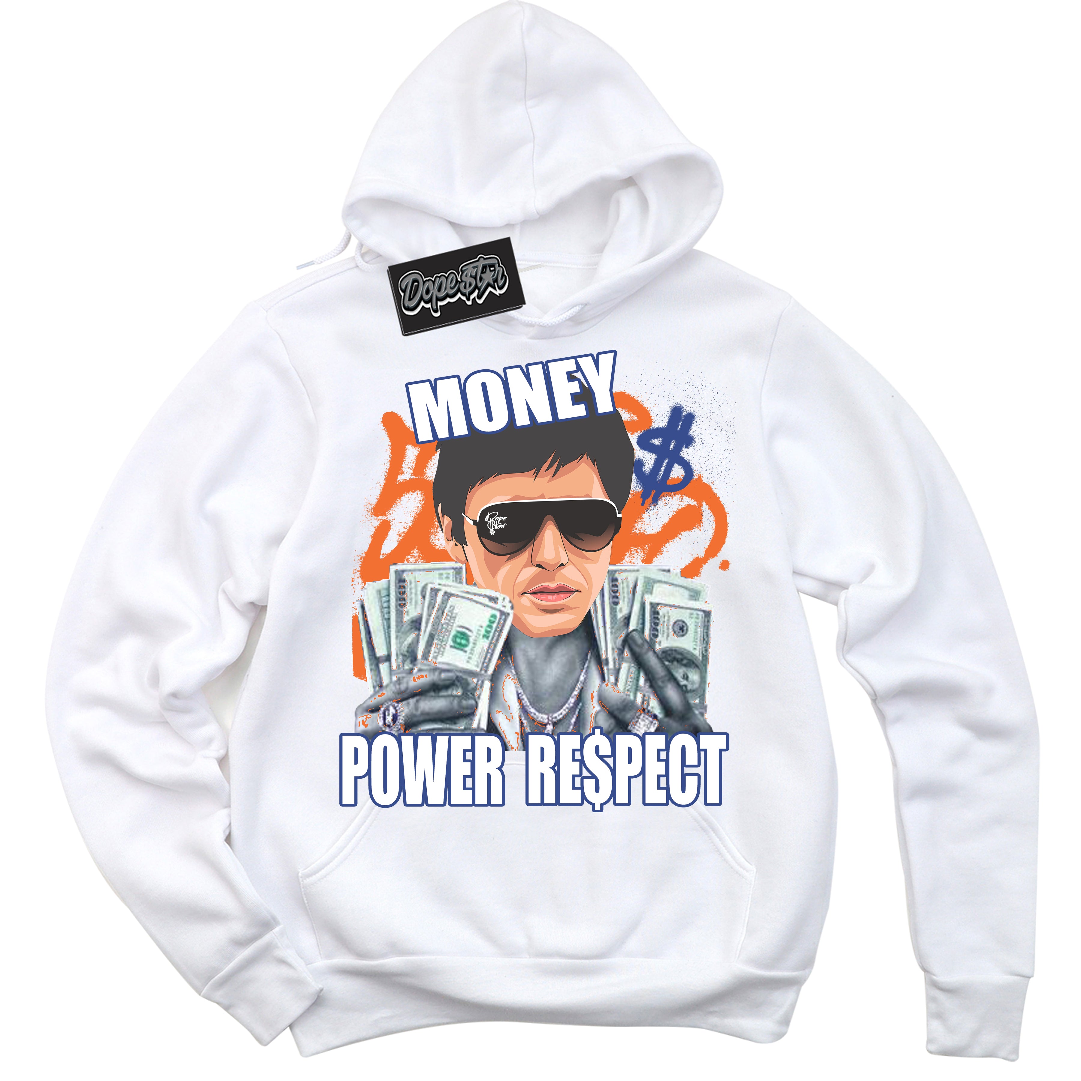 Cool White Hoodie with “ Tony Montana ”  design that Perfectly Matches Low Knicks.
