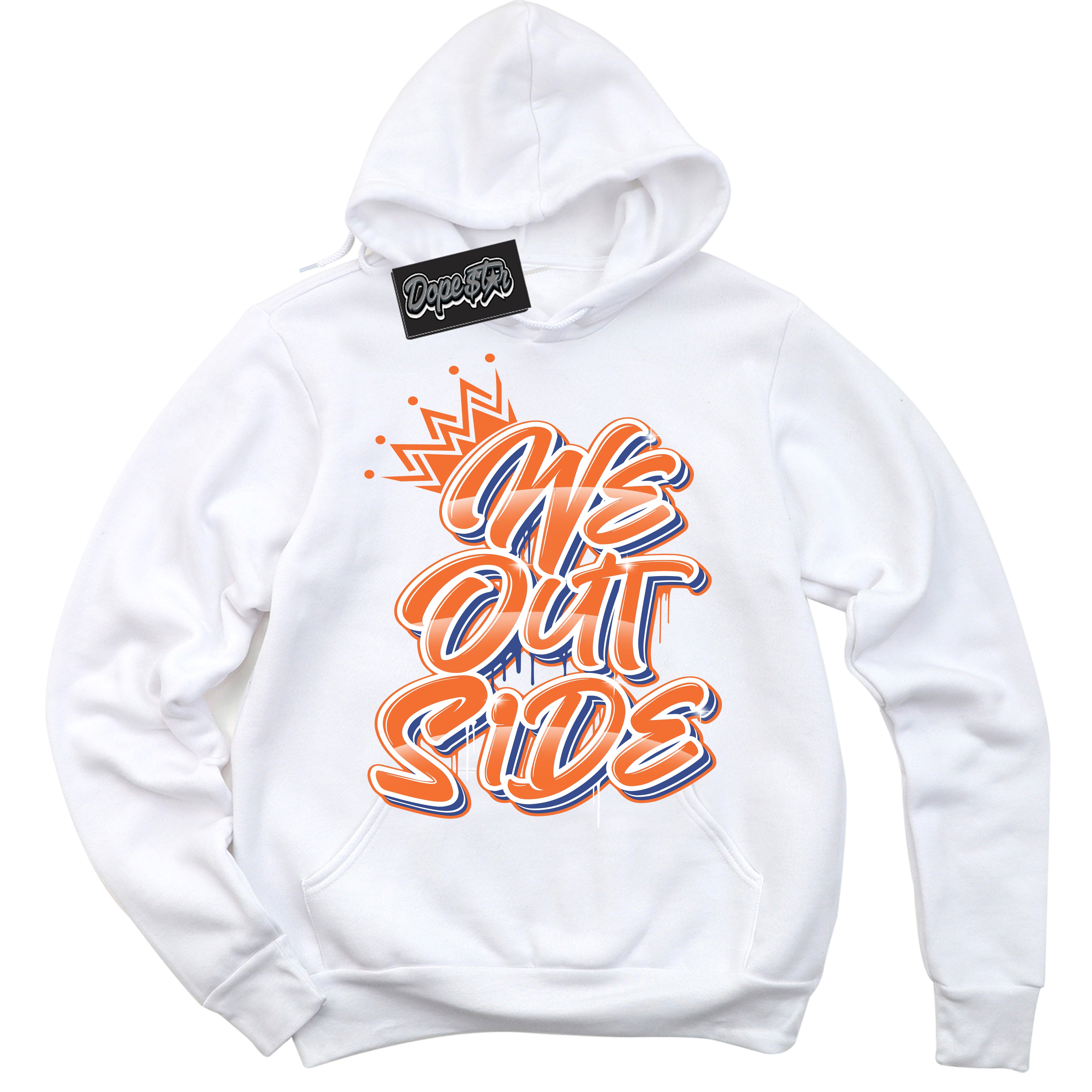 Cool White Hoodie with “ We Outside ”  design that Perfectly Matches Low Knicks.