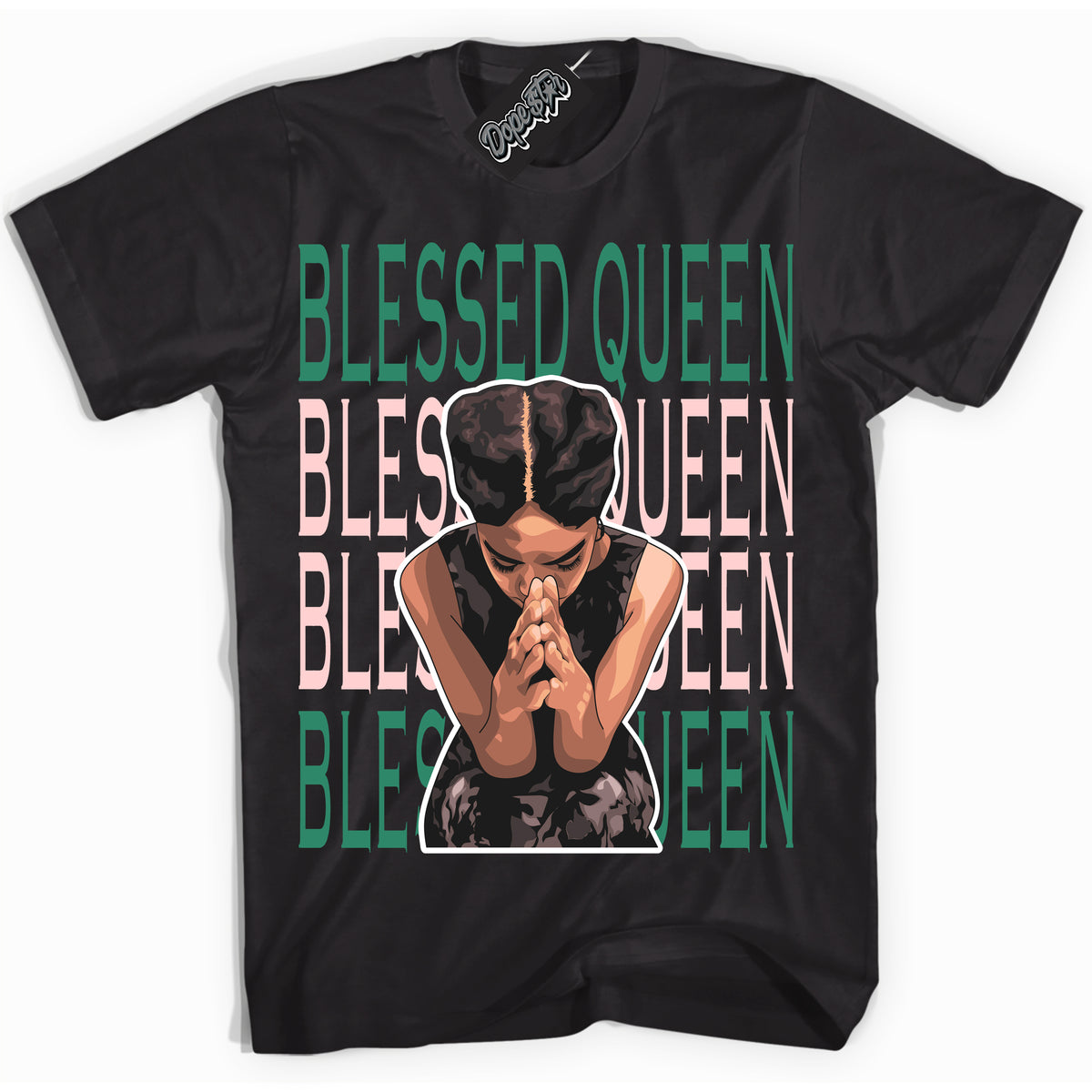 Cool Black Shirt with “ Blessed Queen ” design that perfectly matches Malachite Dunks Dunks.