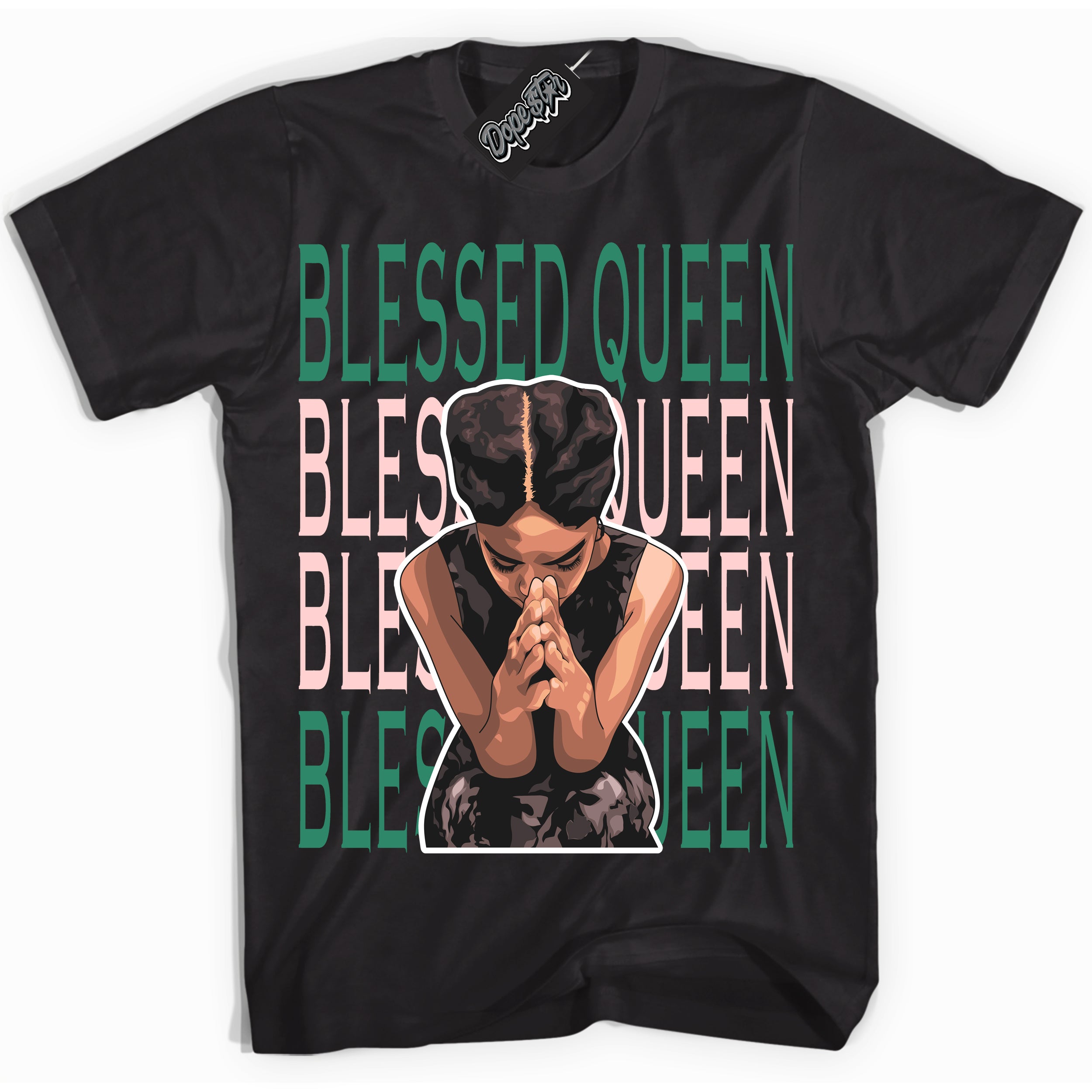 Cool Black Shirt with “ Blessed Queen ” design that perfectly matches Malachite Dunks Dunks.