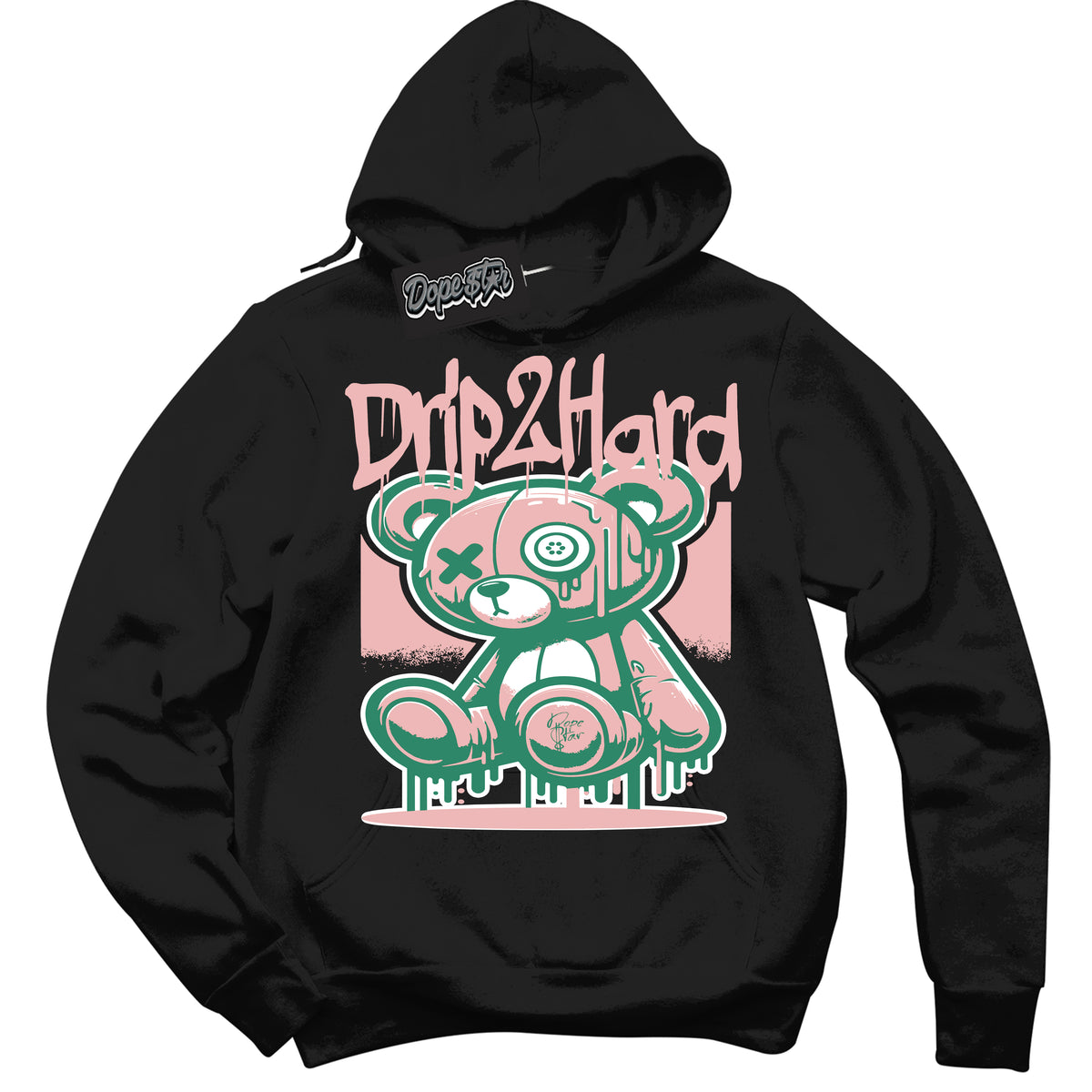 Cool Black Hoodie with “ Drip 2 Hard ”  design that Perfectly Matches Malachite Dunks.