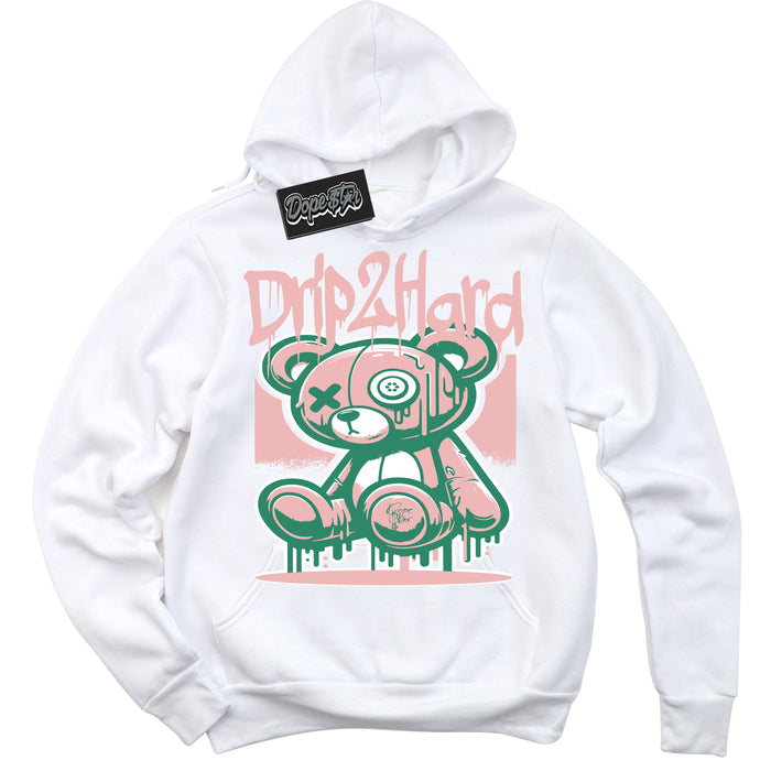 Cool White Hoodie with “ Drip 2 Hard ”  design that Perfectly Matches Malachite Dunks.