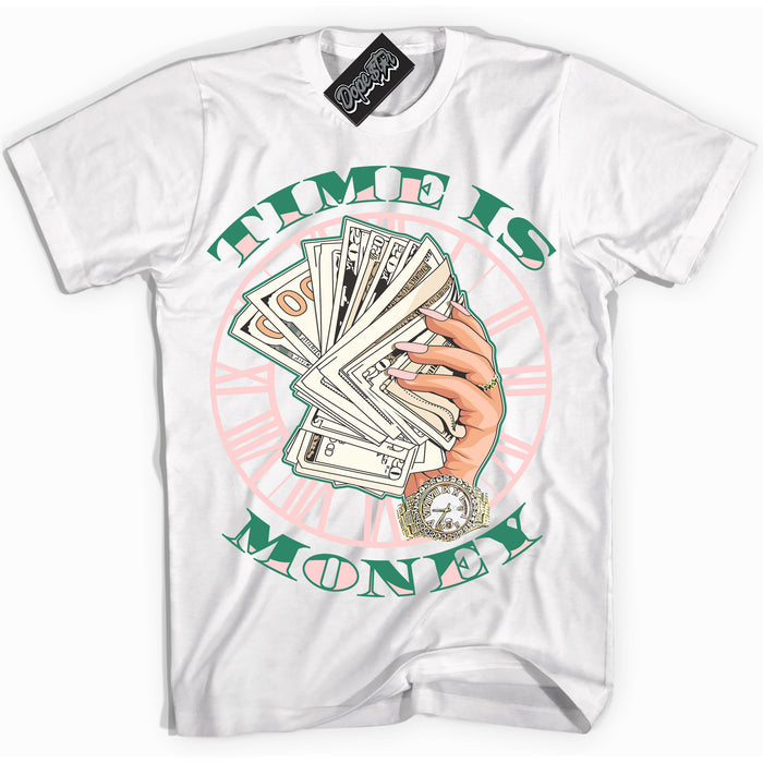 Cool White Shirt with “ Time Is Money ” design that perfectly matches Malachite Dunks.