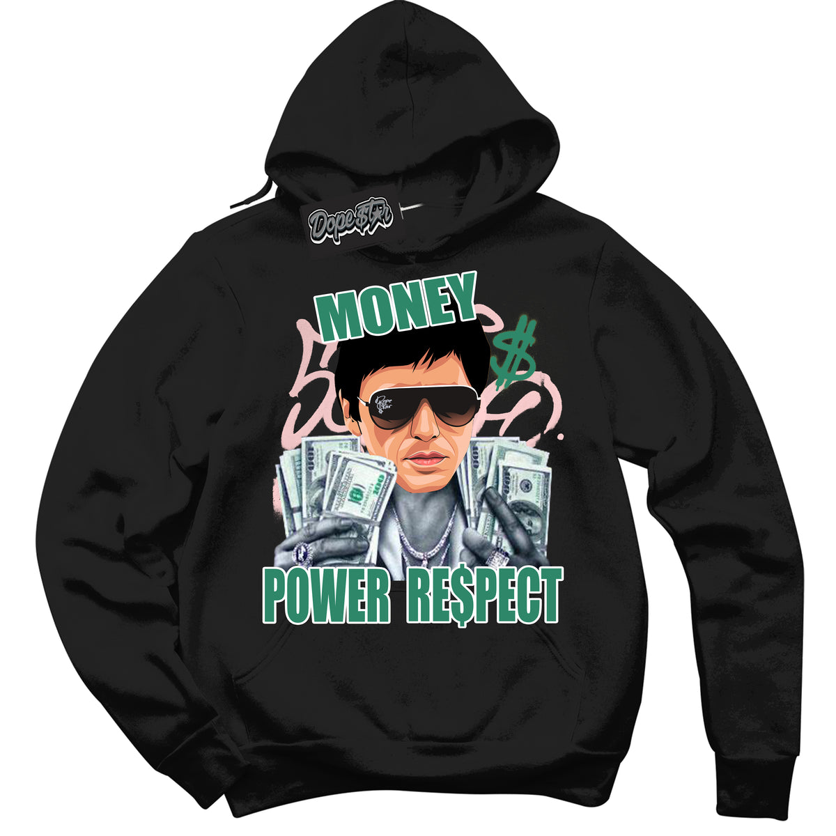Cool Black Hoodie with “ Tony Montana ”  design that Perfectly Matches Malachite Dunks Dunks.