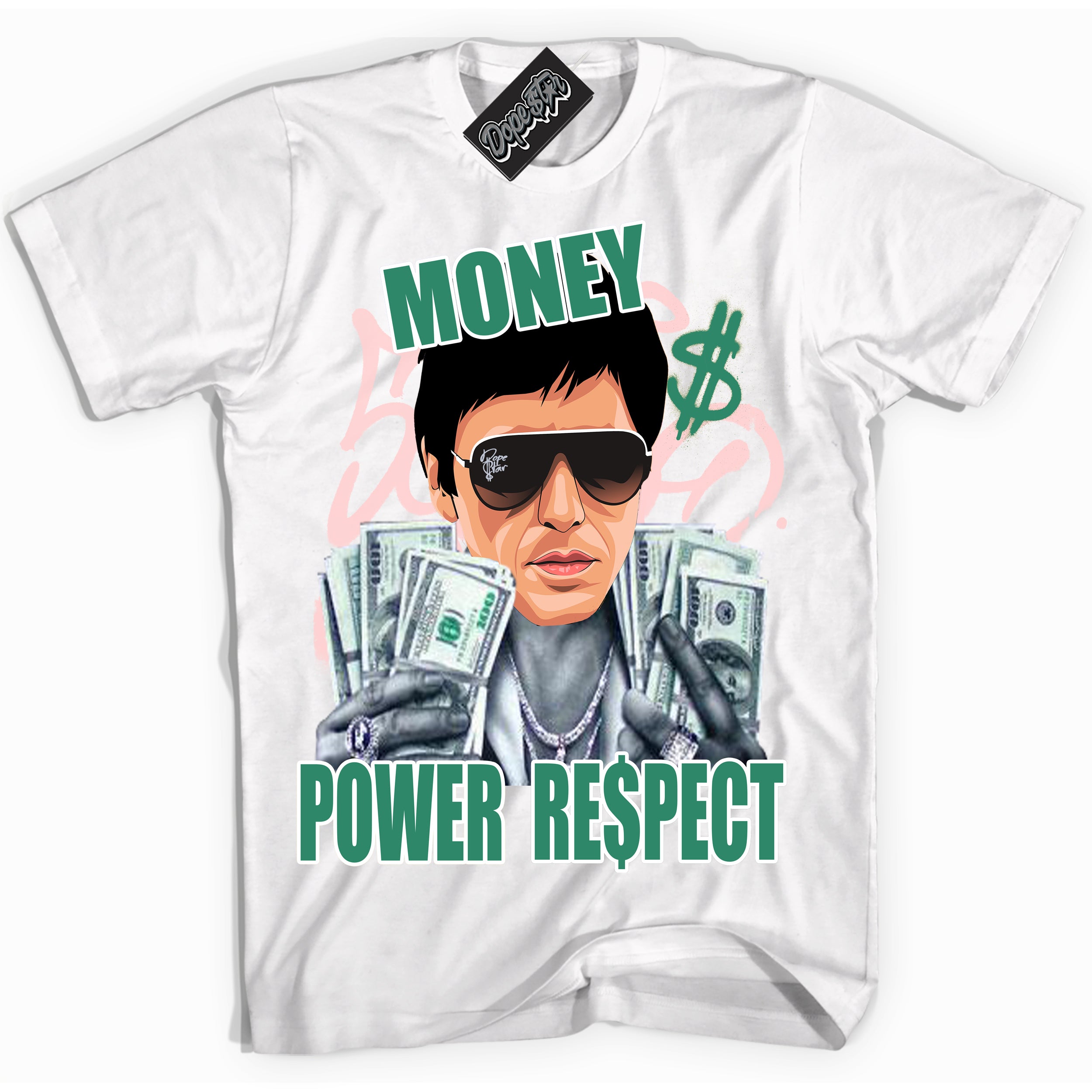 Cool White Shirt with “ Tony Montana ” design that perfectly matches Malachite Dunks Dunks.