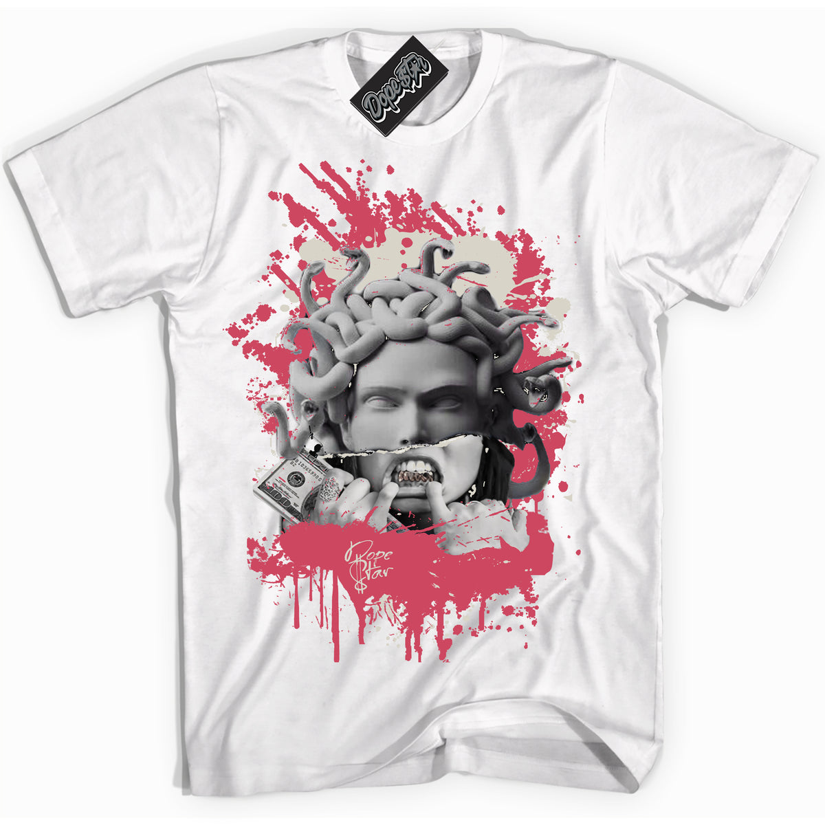 Cool White Shirt with “Medusa” design that perfectly matches Next Nature Aster Pink Dunk.