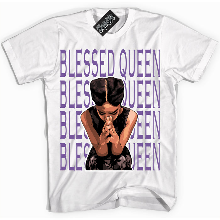 Cool White Shirt with “Blessed Queen” design that perfectly matches Next Nature Black Raspberry.