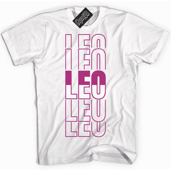 Dunk Low Next Nature Hot Fuchsia Dunk 'Leo' Shirt - White Streetwear Mockup | Sneakerhead T-Shirt Matching Dunk Low Next Nature Hot Fuchsia Dunk | Leo Urban Streetwear for Sneaker Matching OOTD | Outfits that pair perfectly with your ND Low Next Nature Hot Fuchsia Dunk | Sneakerhead Fashion Must-Have Apparel for Men and Women.