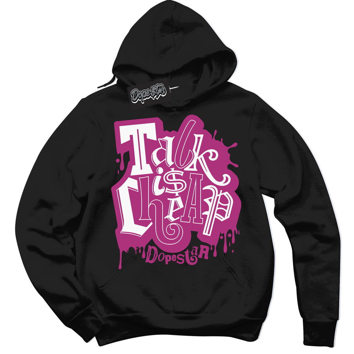Dunk Low Next Nature Hot Fuchsia Dunk 'Talk Is Cheap' Hoodie - Black Streetwear Mockup | Sneakerhead Sweatshirt Matching Dunk Low Next Nature Hot Fuchsia Dunk | Talk Is Cheap Urban Streetwear for Sneaker Matching OOTD | Outfits that pair perfectly with your ND Low Next Nature Hot Fuchsia Dunk | Sneakerhead Fashion Must-Have Apparel for Men and Women.