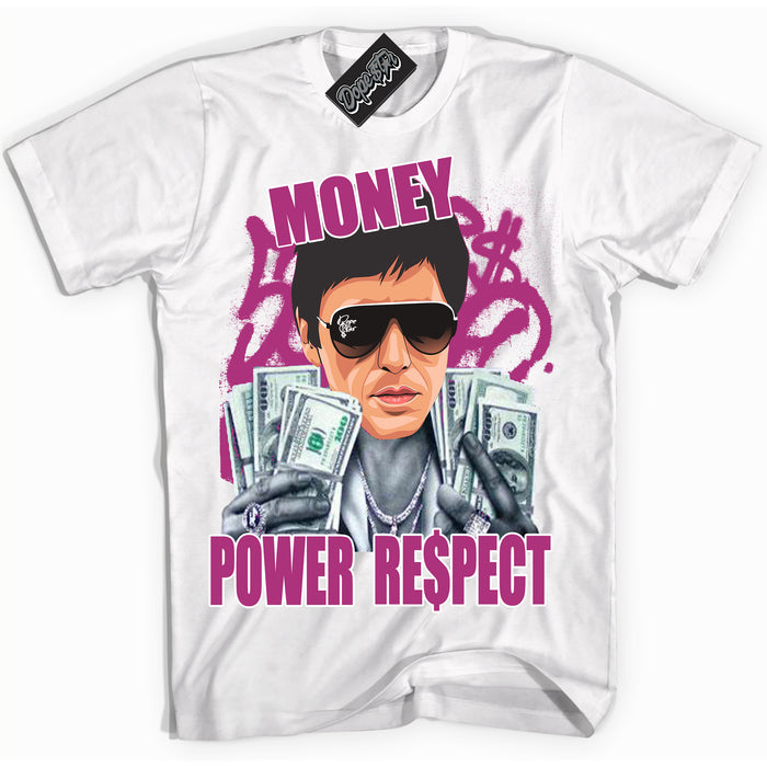 Dunk Low Next Nature Hot Fuchsia Dunk 'Tony Montana' Shirt - White Streetwear Mockup | Sneakerhead T-Shirt Matching Dunk Low Next Nature Hot Fuchsia Dunk | Tony Montana Urban Streetwear for Sneaker Matching OOTD | Outfits that pair perfectly with your ND Low Next Nature Hot Fuchsia Dunk | Sneakerhead Fashion Must-Have Apparel for Men and Women.