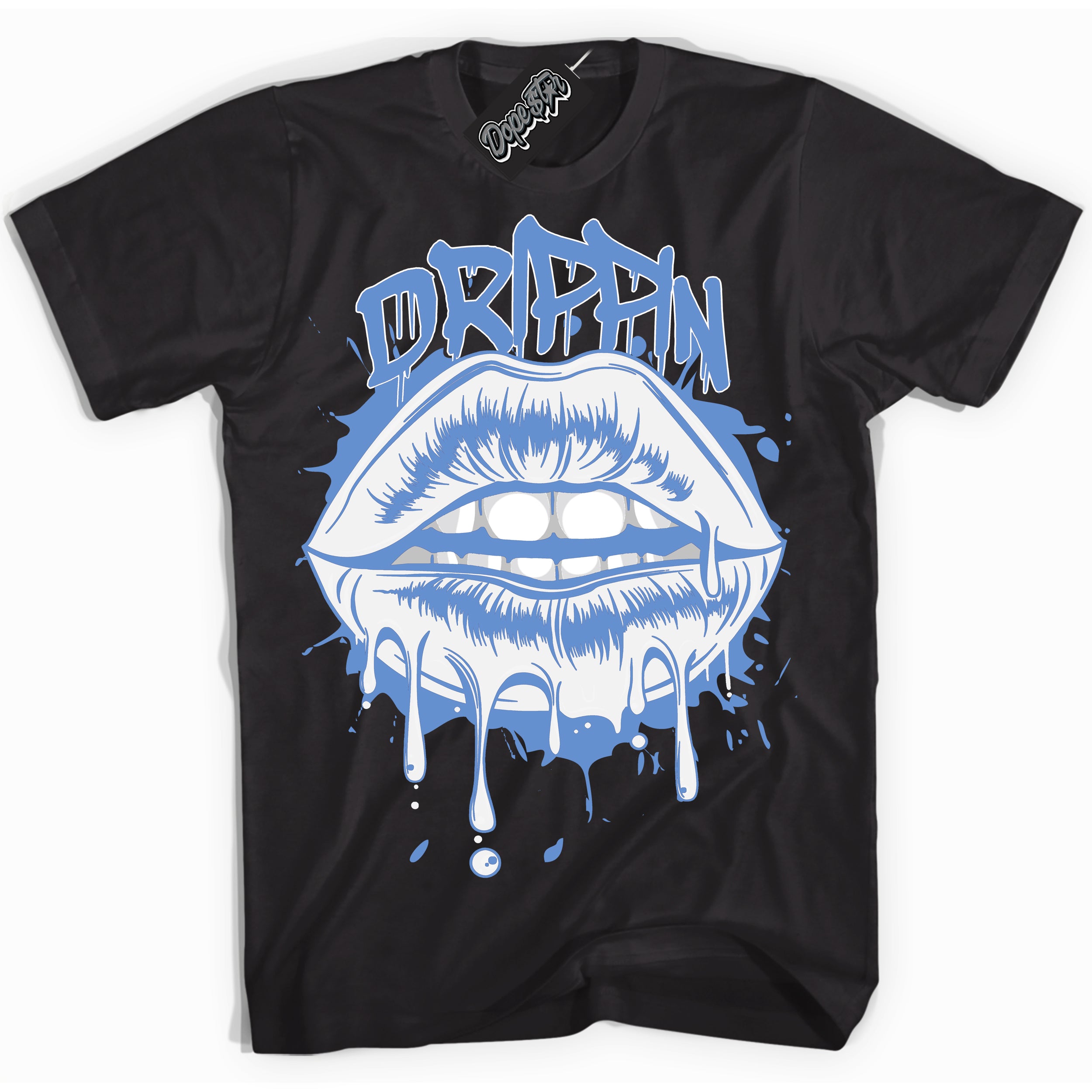Cool Black Shirt with “ Drippin ” design that perfectly matches Polar Blue Dunk.
