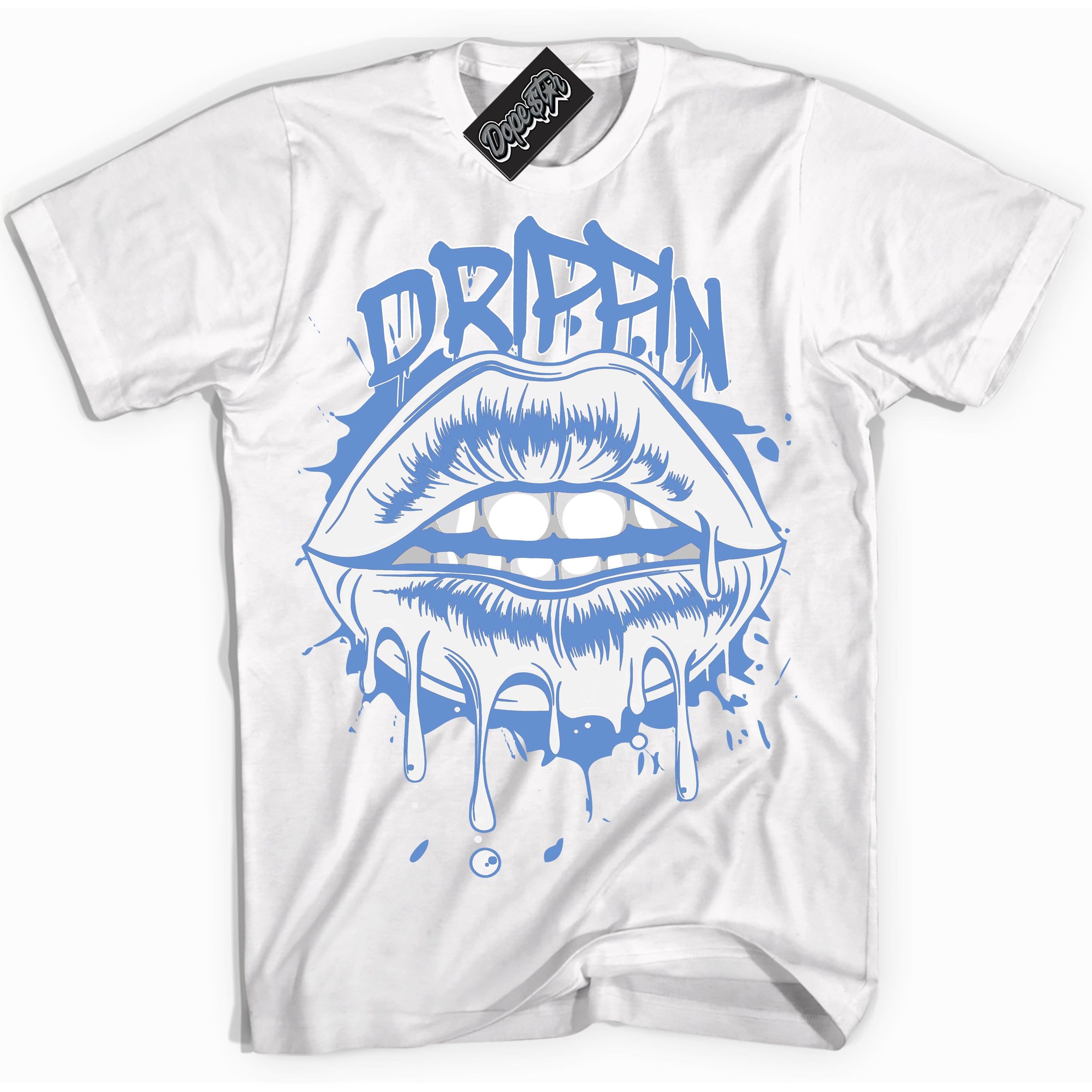 Cool White Shirt with “ Drippin ” design that perfectly matches Polar Blue Dunk.