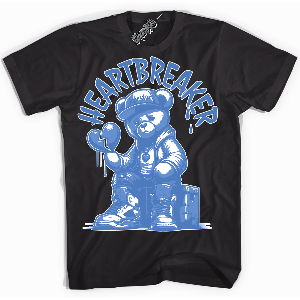 Cool Black Shirt with “ Heartbreaker Bear ” design that perfectly matches Polar Blue Dunk.