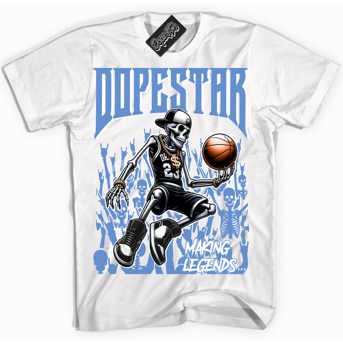 Cool White Shirt with “ Making Legends ” design that perfectly matches Polar Blue Sneakers.