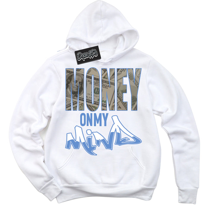 Cool White Hoodie with “ Money On My Mind ”  design that Perfectly Matches Polar Blue Dunk.
