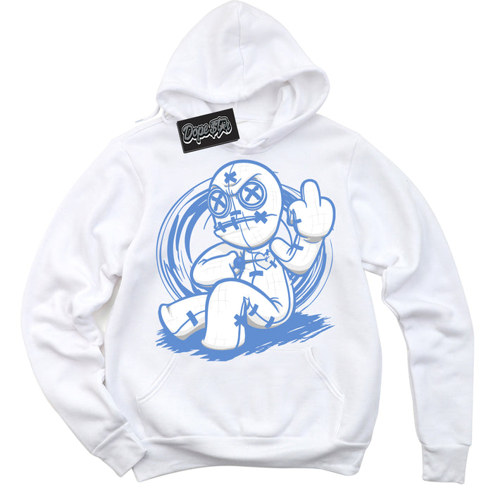 Cool White Hoodie with “ Voodoo Doll ”  design that Perfectly Matches Polar Blue Dunk.
